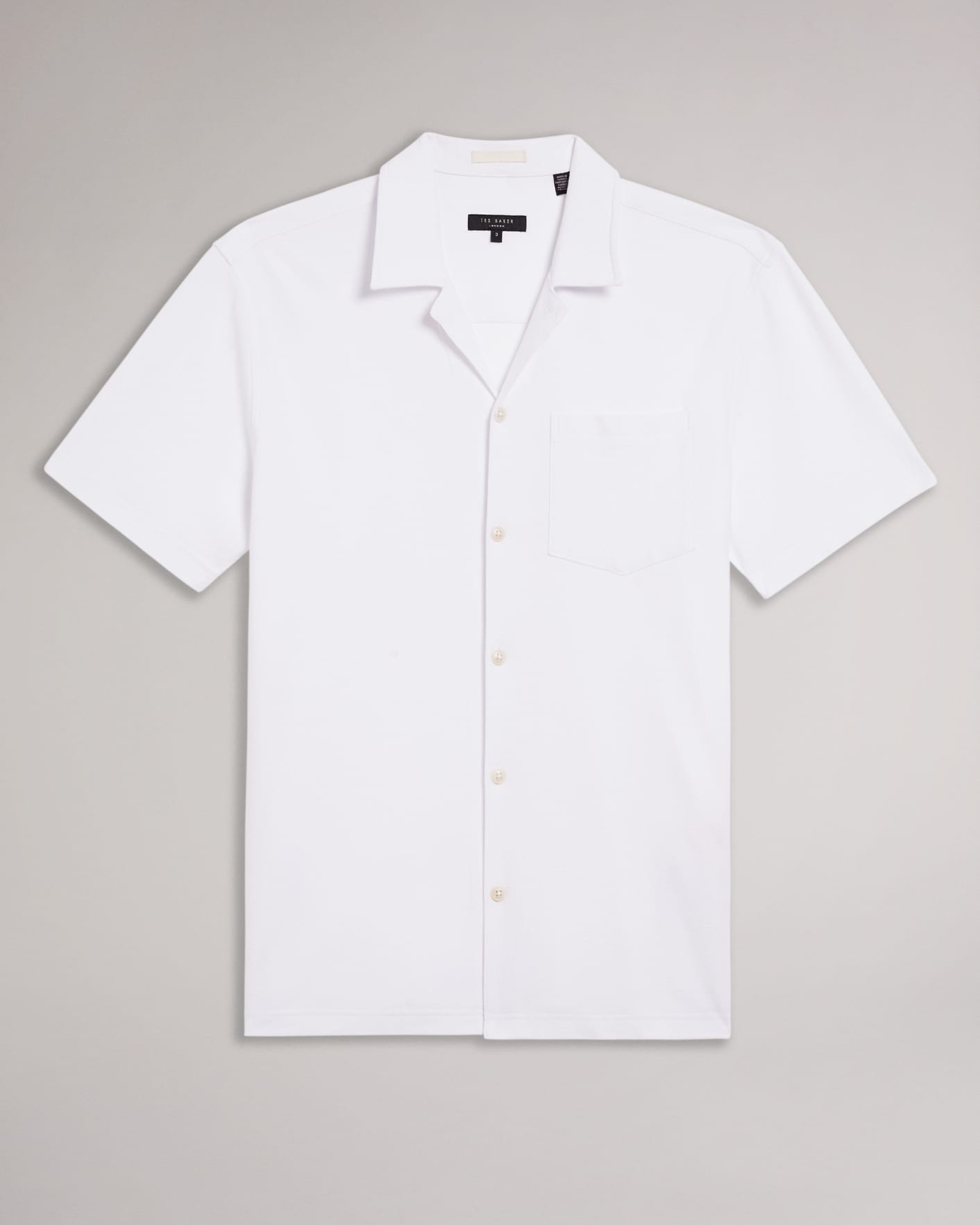 White Short Sleeve Floral Jacquard Shirt Ted Baker