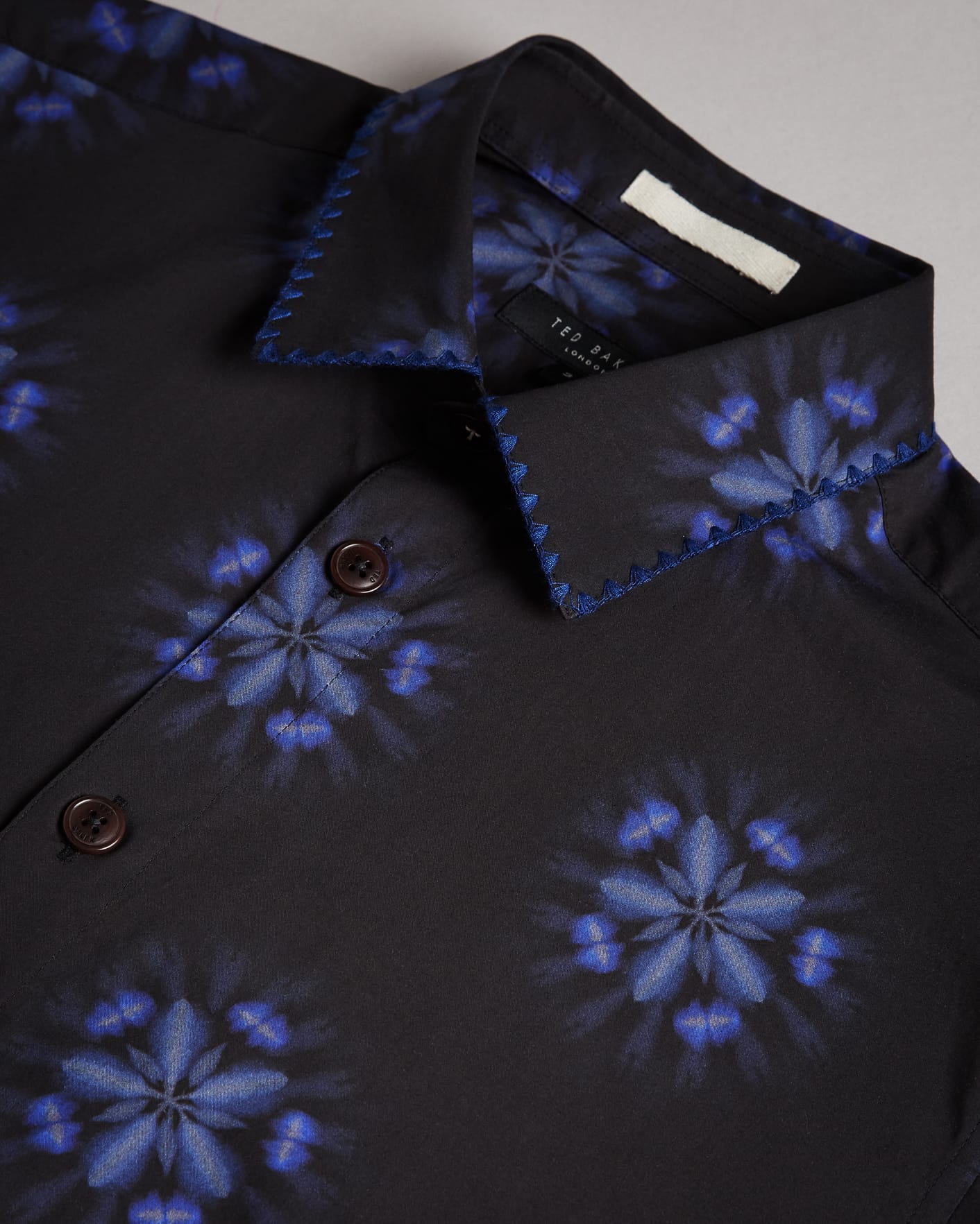 Black Short Sleeve Floral Printed Shirt Ted Baker