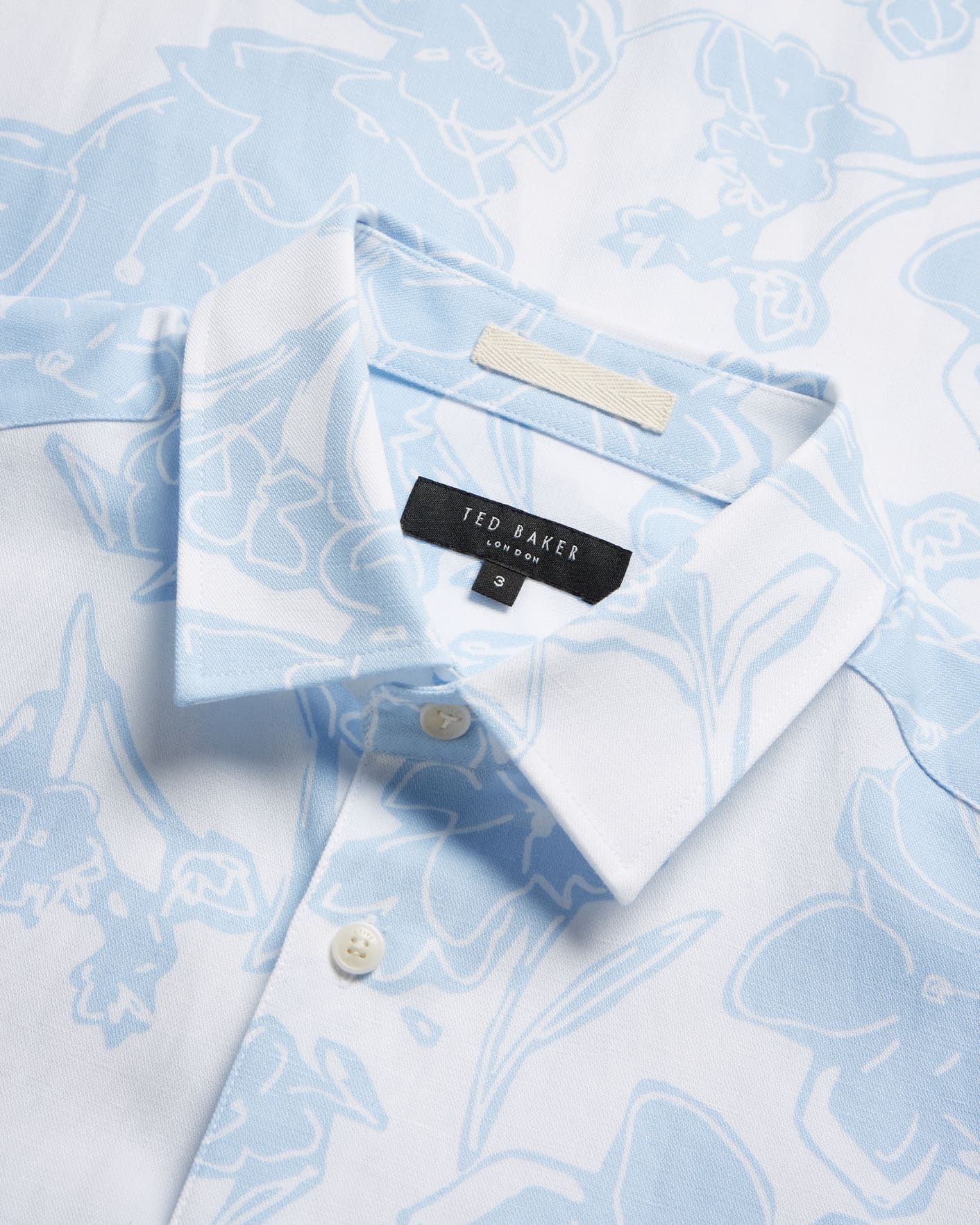 Light Blue Short Sleeve Floral Printed Shirt Ted Baker