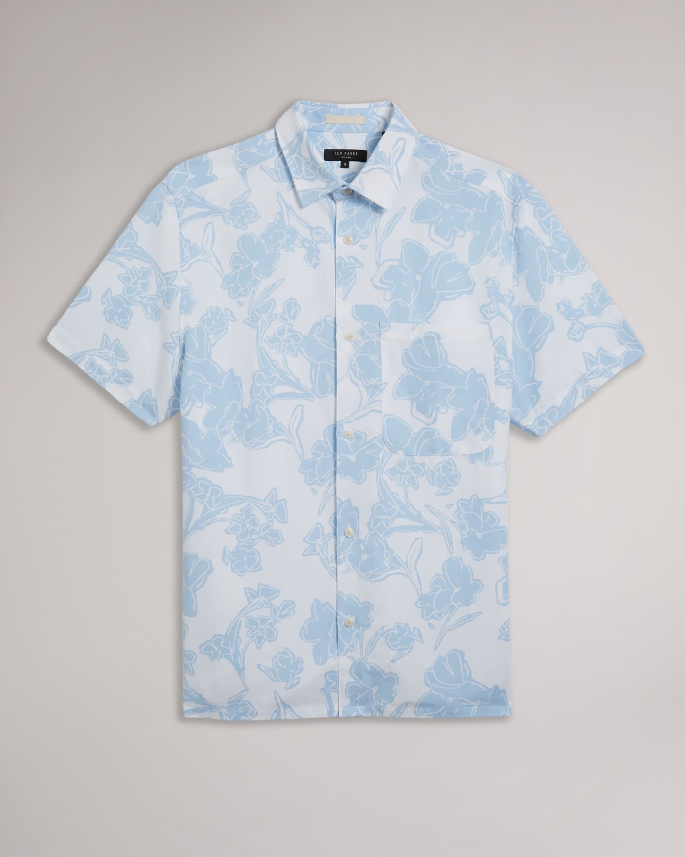 Light Blue Short Sleeve Floral Printed Shirt Ted Baker
