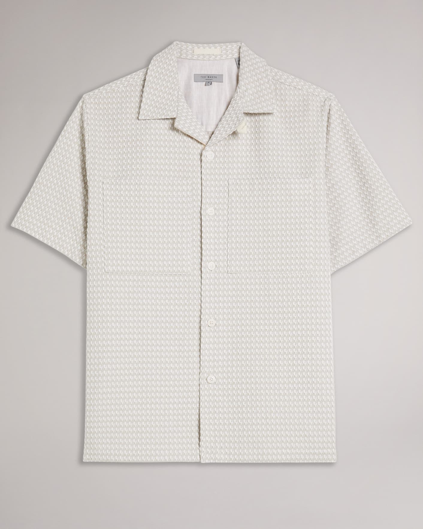 Ecru Short Sleeve Revere Heavy Texture Shirt Ted Baker