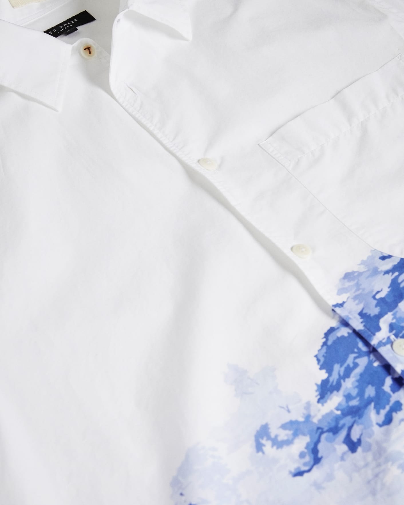 White Short Sleeve Placement Jacquard Shirt Ted Baker