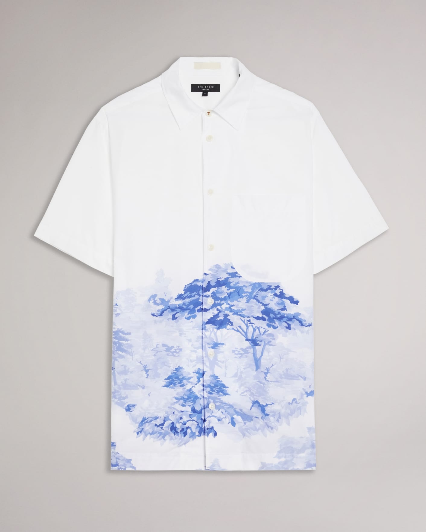 White Short Sleeve Placement Jacquard Shirt Ted Baker