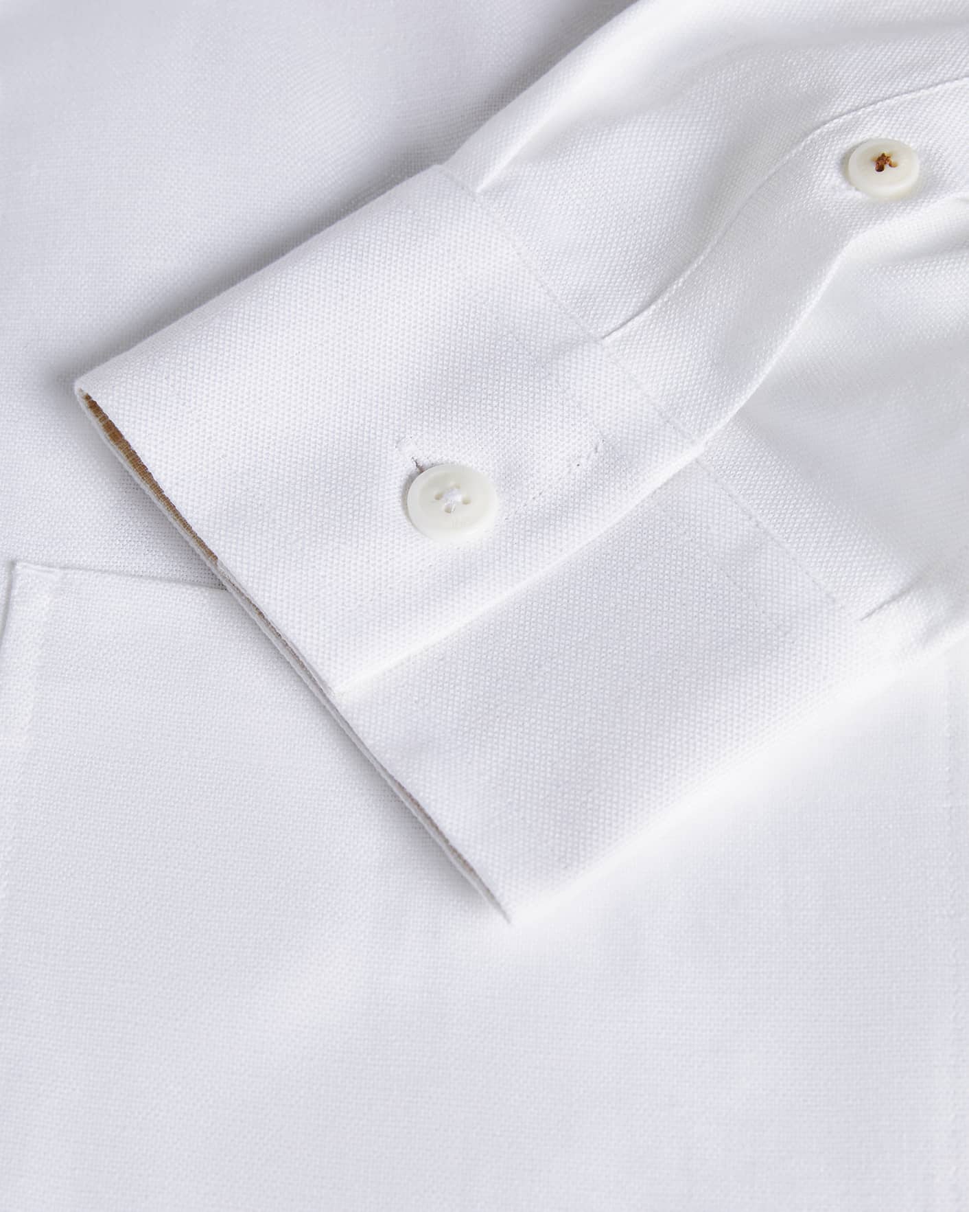 White Long Sleeve Heavy Linen Blend Shirt Ted Baker