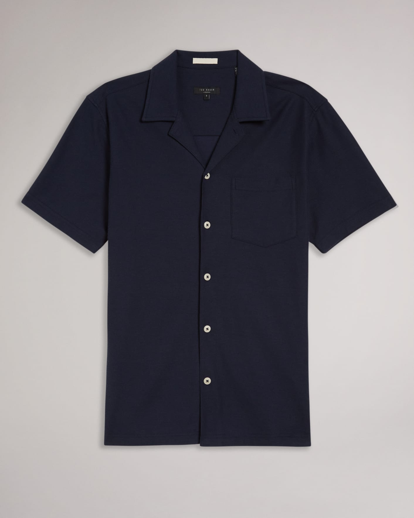 Navy Short Sleeve Jersey Pique Shirt Ted Baker