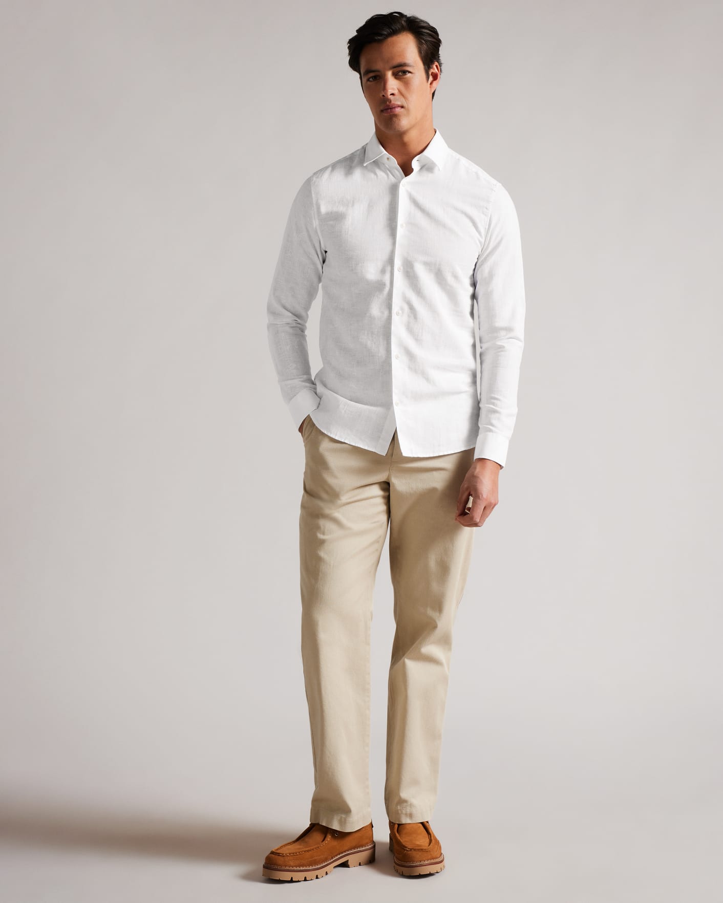 White Long Sleeve Paisley Printed Shirt Ted Baker