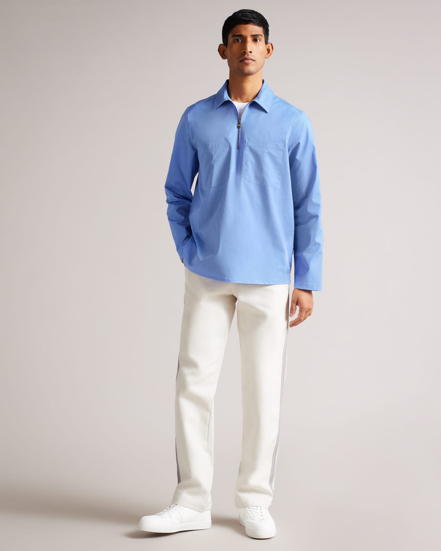 Blue Long Sleeve Zipped Overshirt Ted Baker