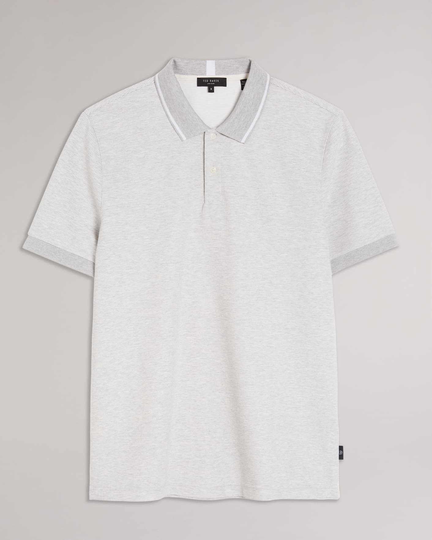 Grey-Marl Short Sleeve Striped Polo Shirt Ted Baker