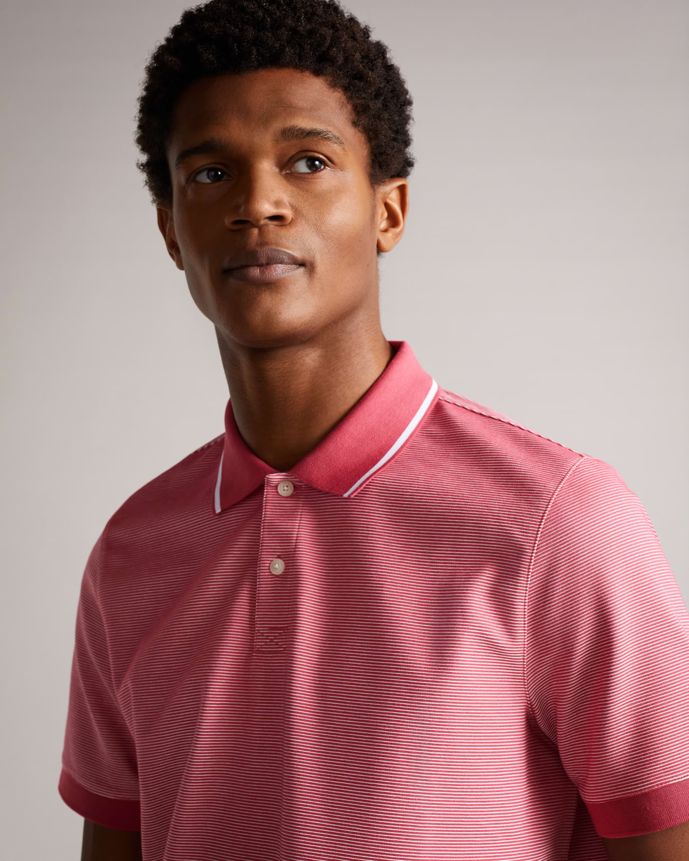 Pink Short Sleeve Striped Polo Shirt Ted Baker
