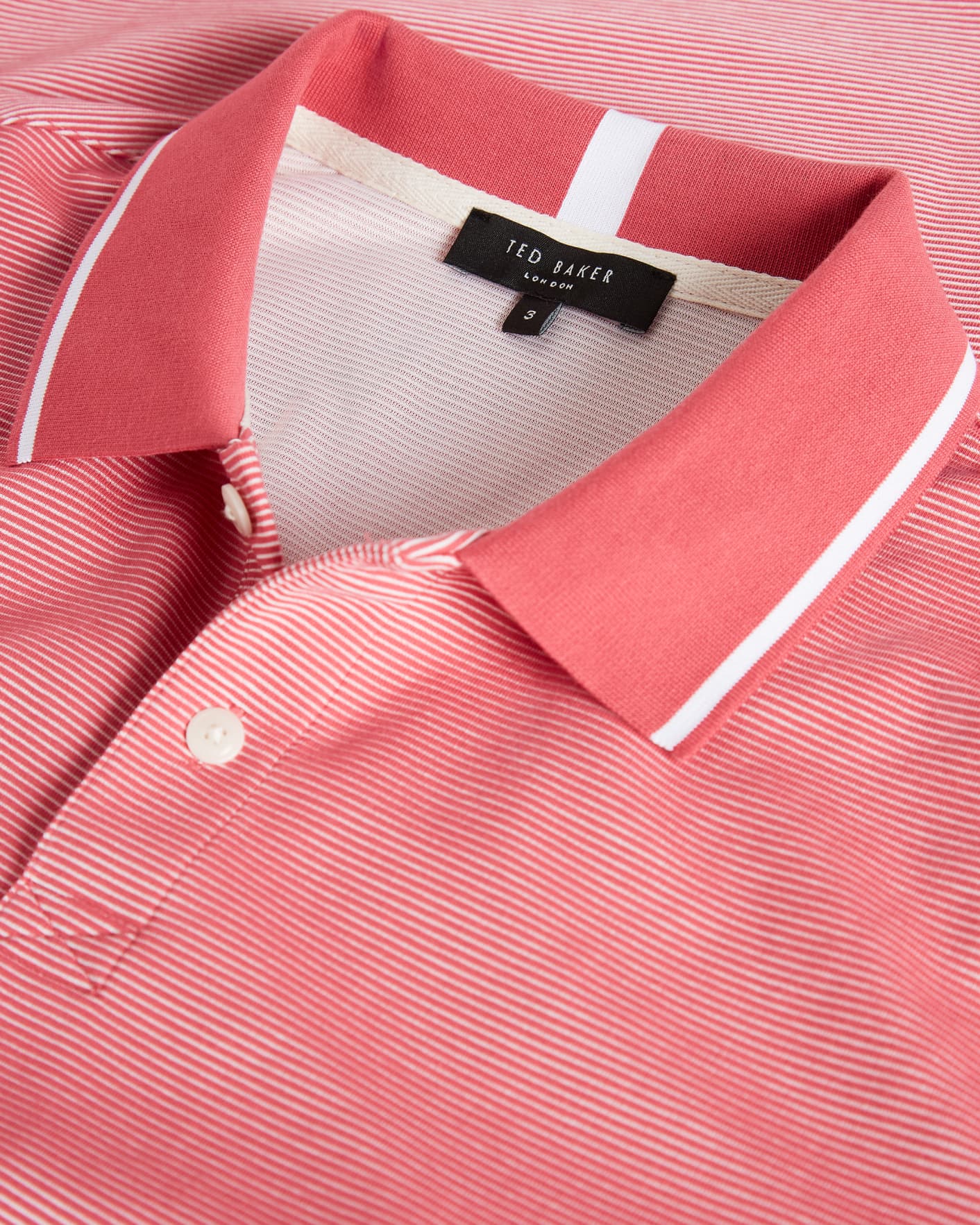Pink Short Sleeve Striped Polo Shirt Ted Baker