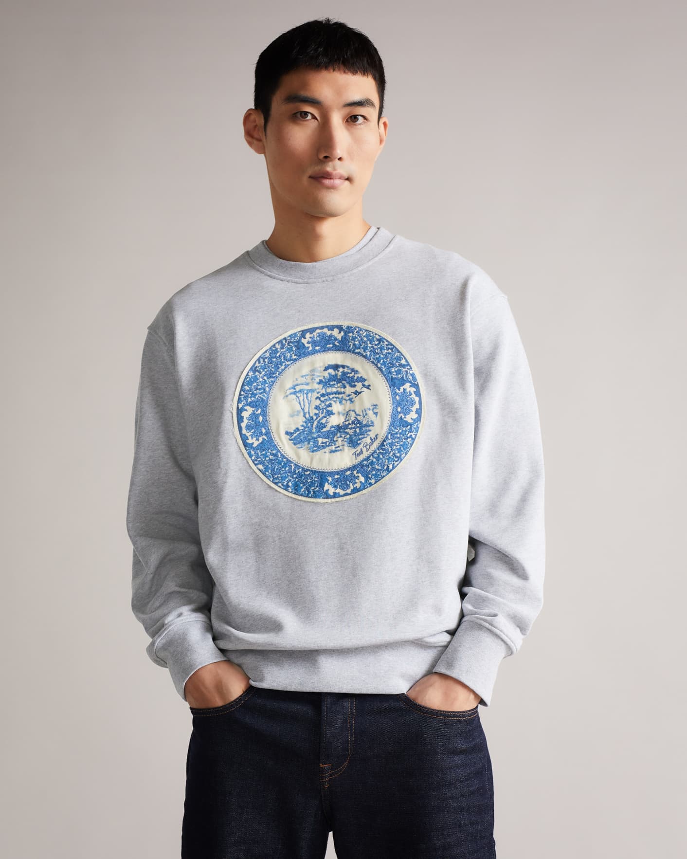 NEW Ted Baker Mens Long Sleeve Crewneck Sweater Pullover Sweatshirt sz M Blue 