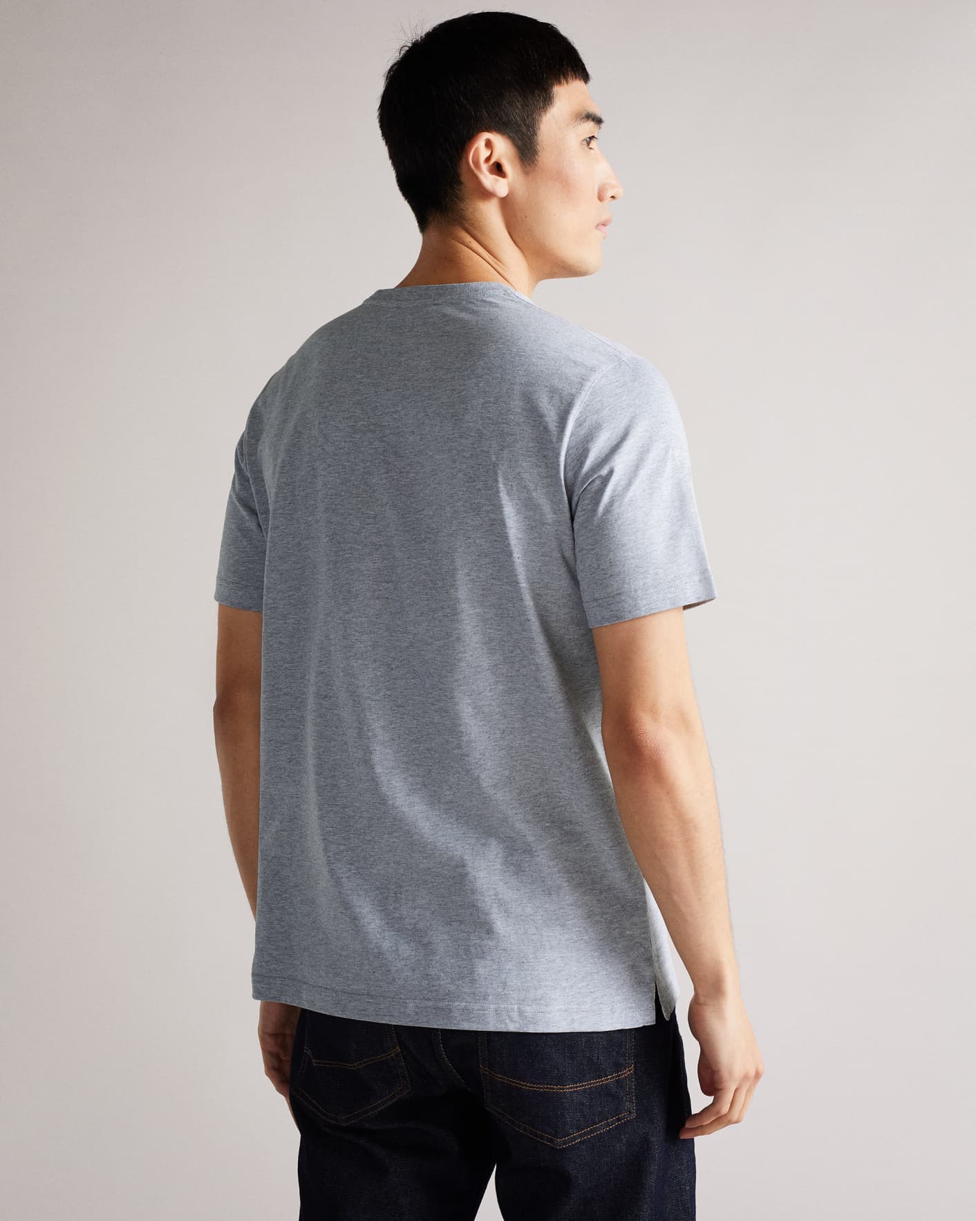 Grey-Marl Wadded Patch T Shirt Ted Baker