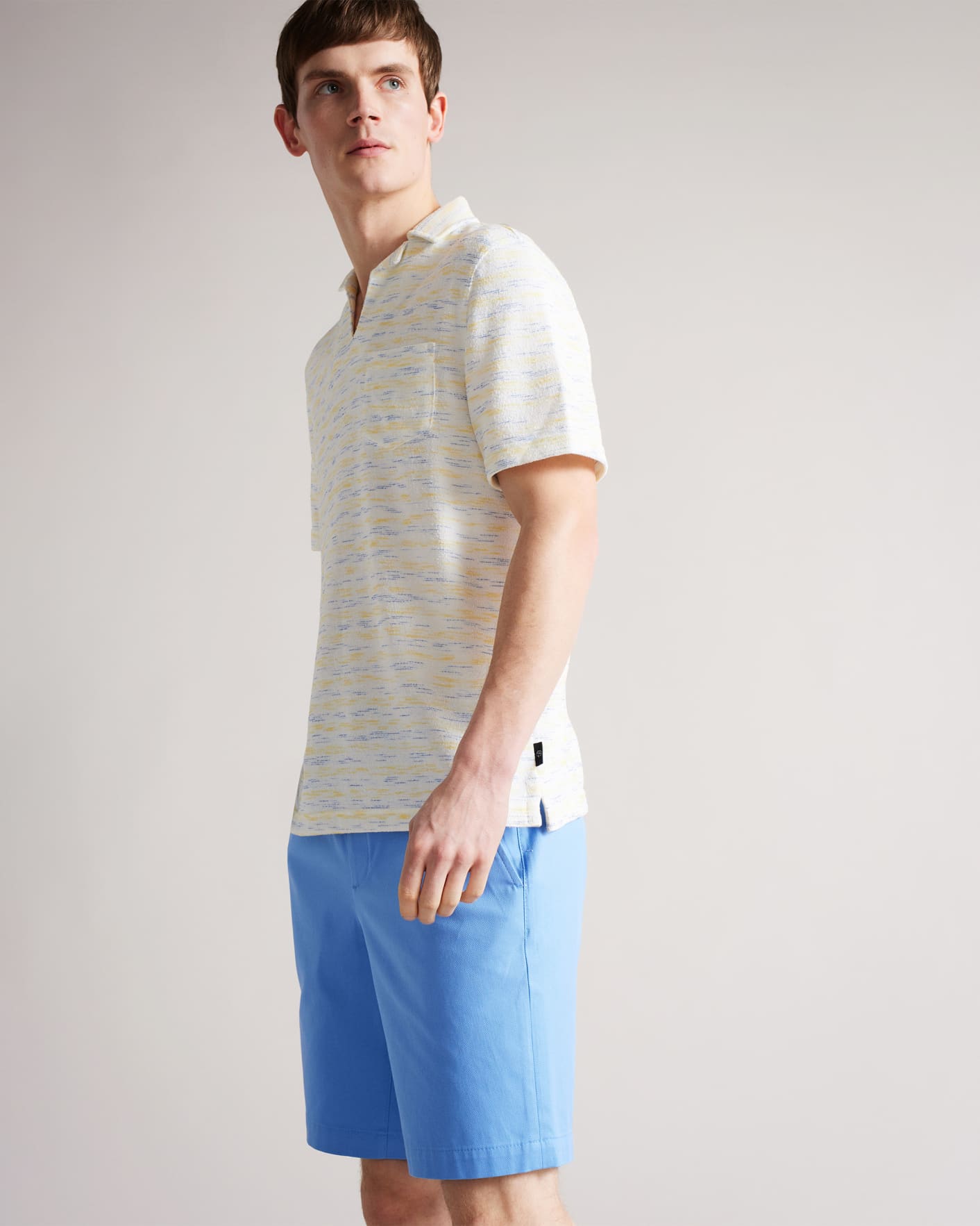 Yellow Short Sleeve Open Collar Towelling Polo Ted Baker