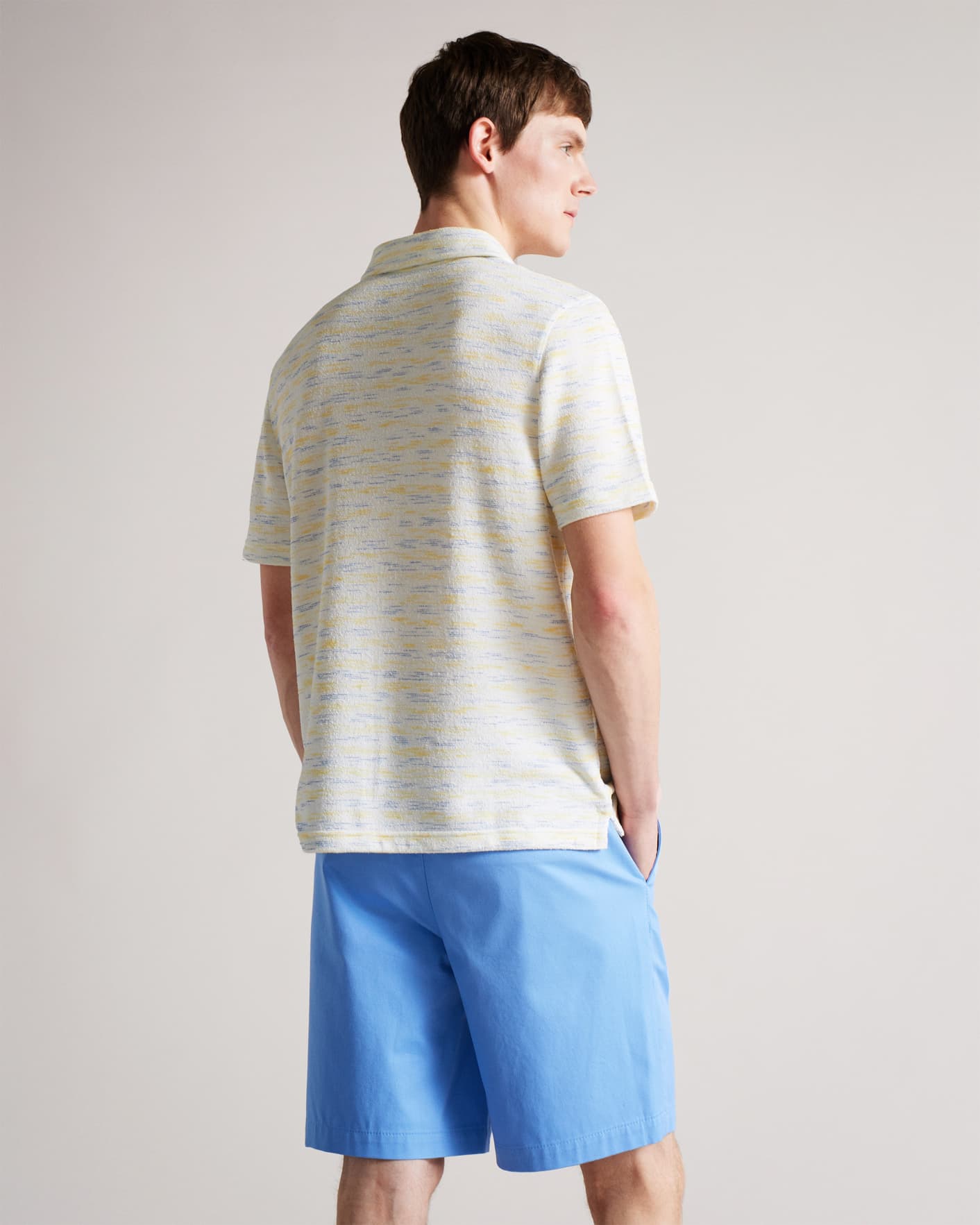 Yellow Short Sleeve Open Collar Towelling Polo Ted Baker