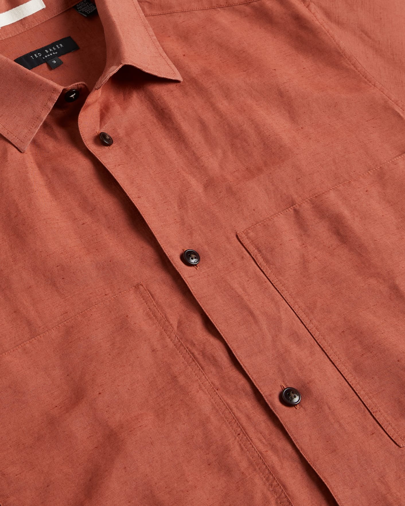 Dark Orange Short Sleeve Double Pocket Shirt Ted Baker