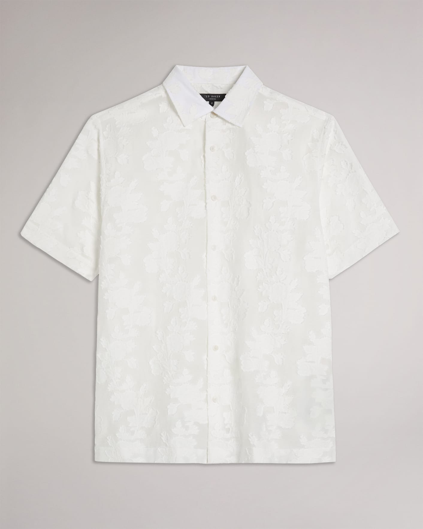 White Short Sleeve Floral Applique Shirt Ted Baker