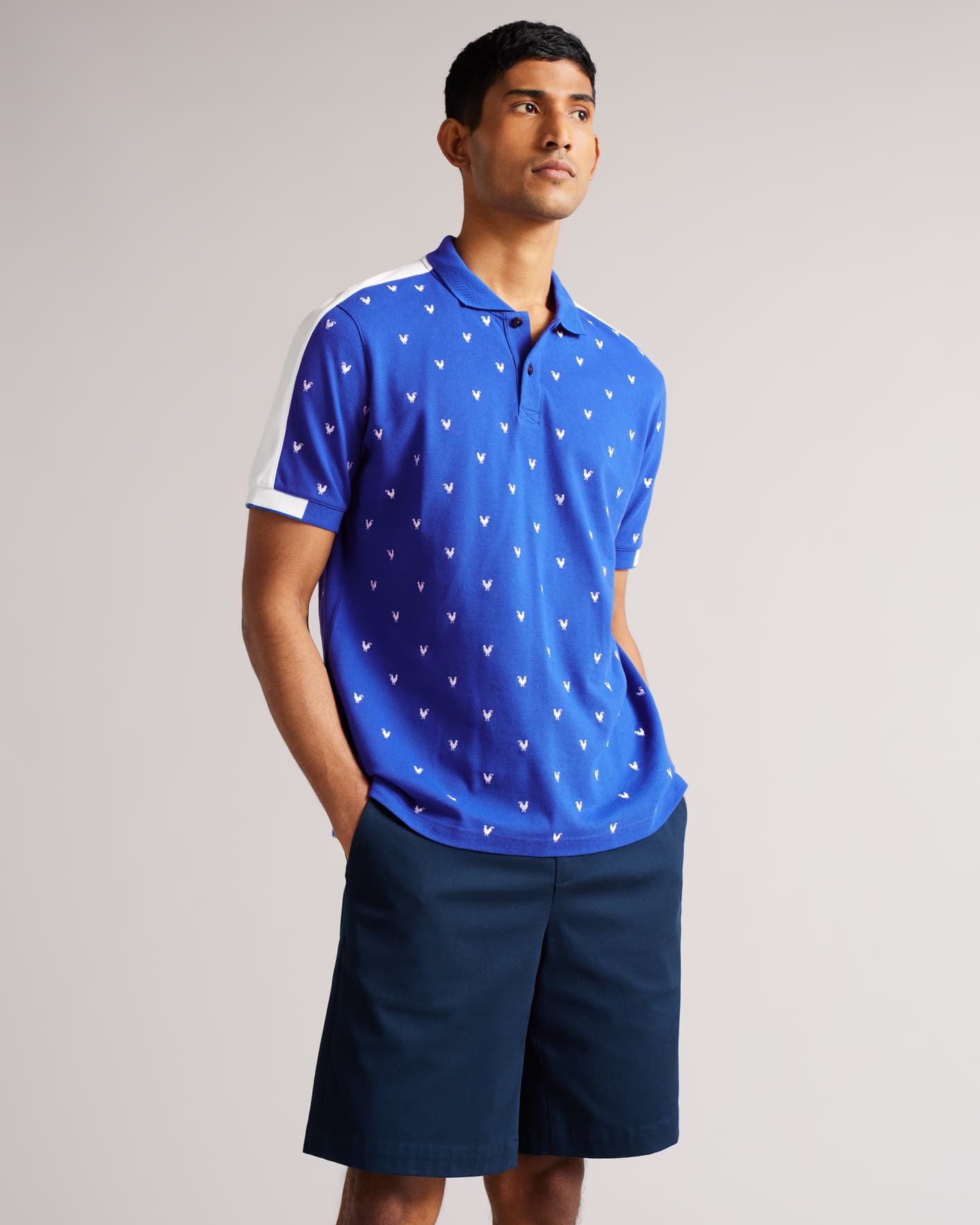 Bright Blue Short Sleeve Embroidered Polo Shirt Ted Baker