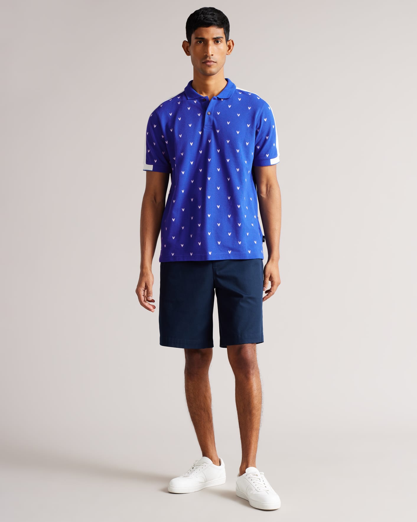 Bright Blue Short Sleeve Embroidered Polo Shirt Ted Baker