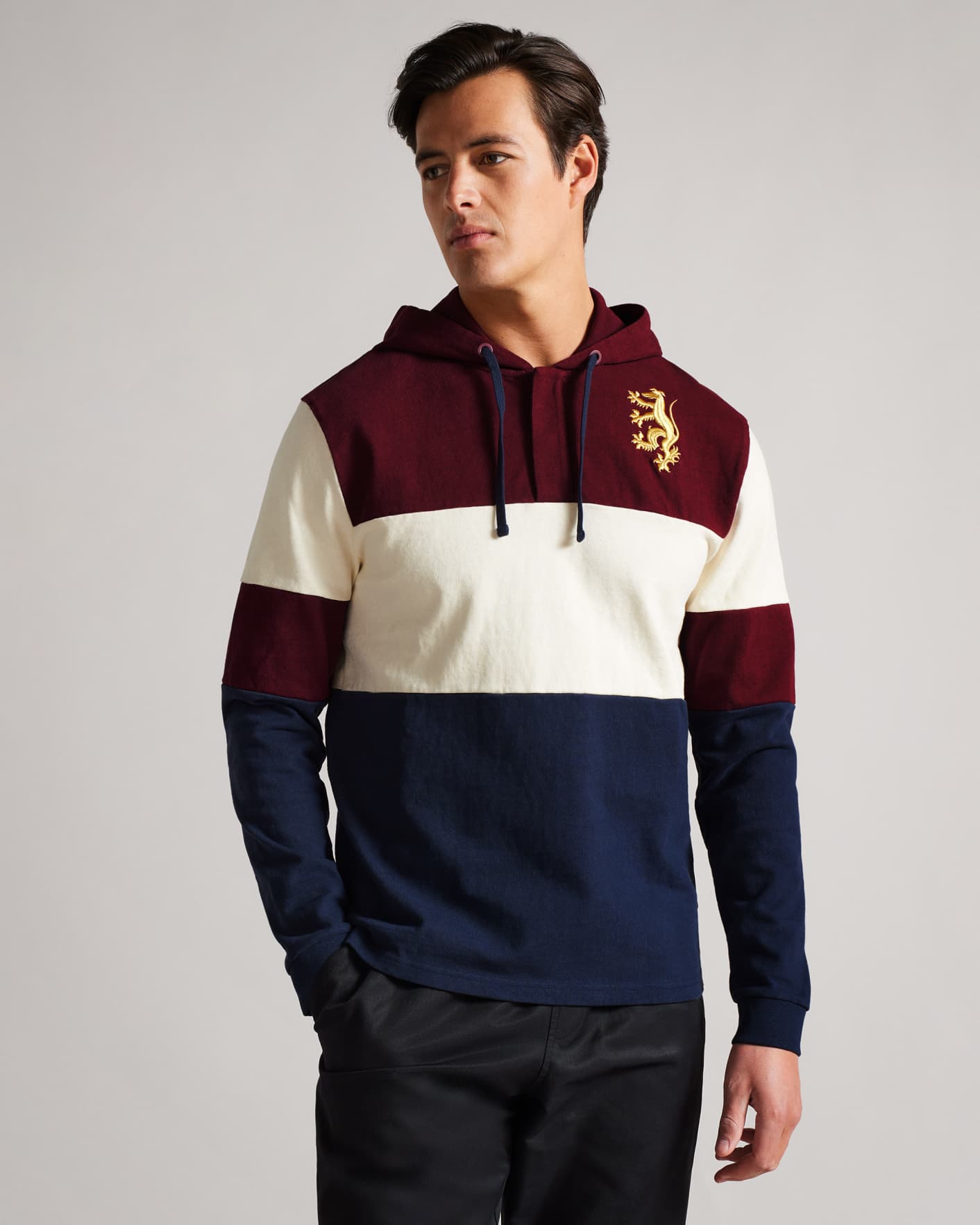 Maroon MIB Hooded Rugby Shirt Ted Baker