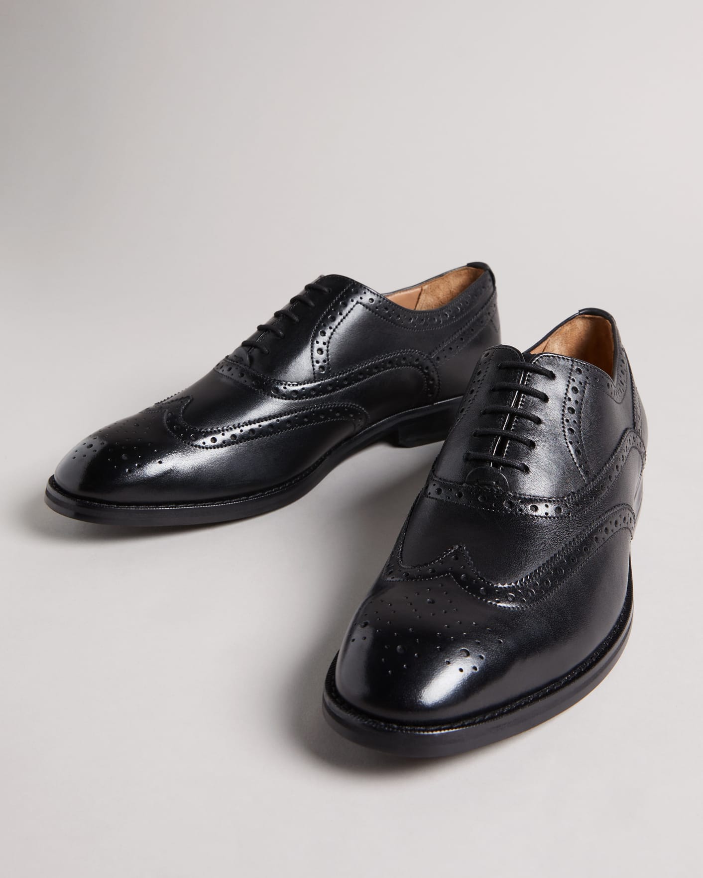 Black Formal Leather Brogue Shoes Ted Baker
