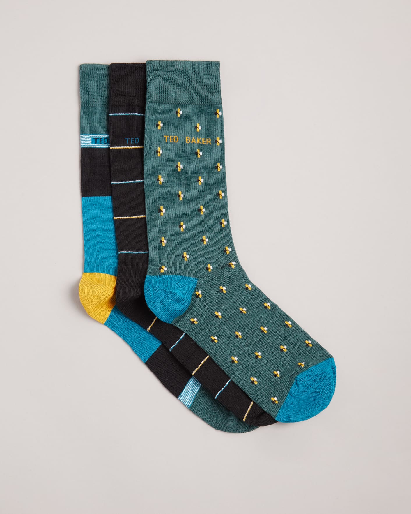 Assorted Three Pack Of Socks Ted Baker