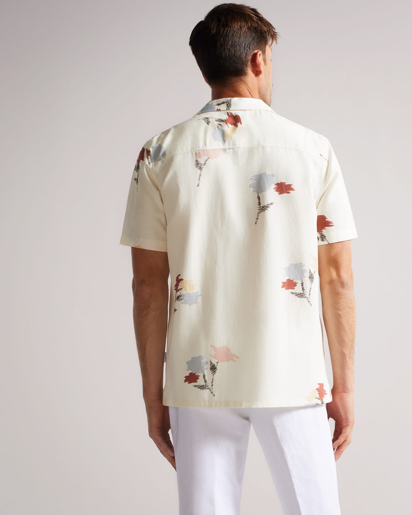 White Short Sleeve Floral Printed Shirt Ted Baker