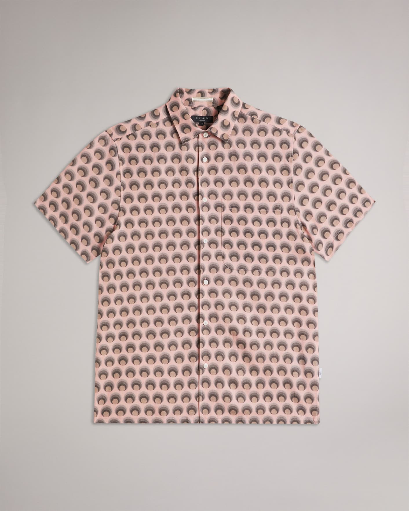 Light Pink Short Sleeve Retro Spot Print Shirt Ted Baker