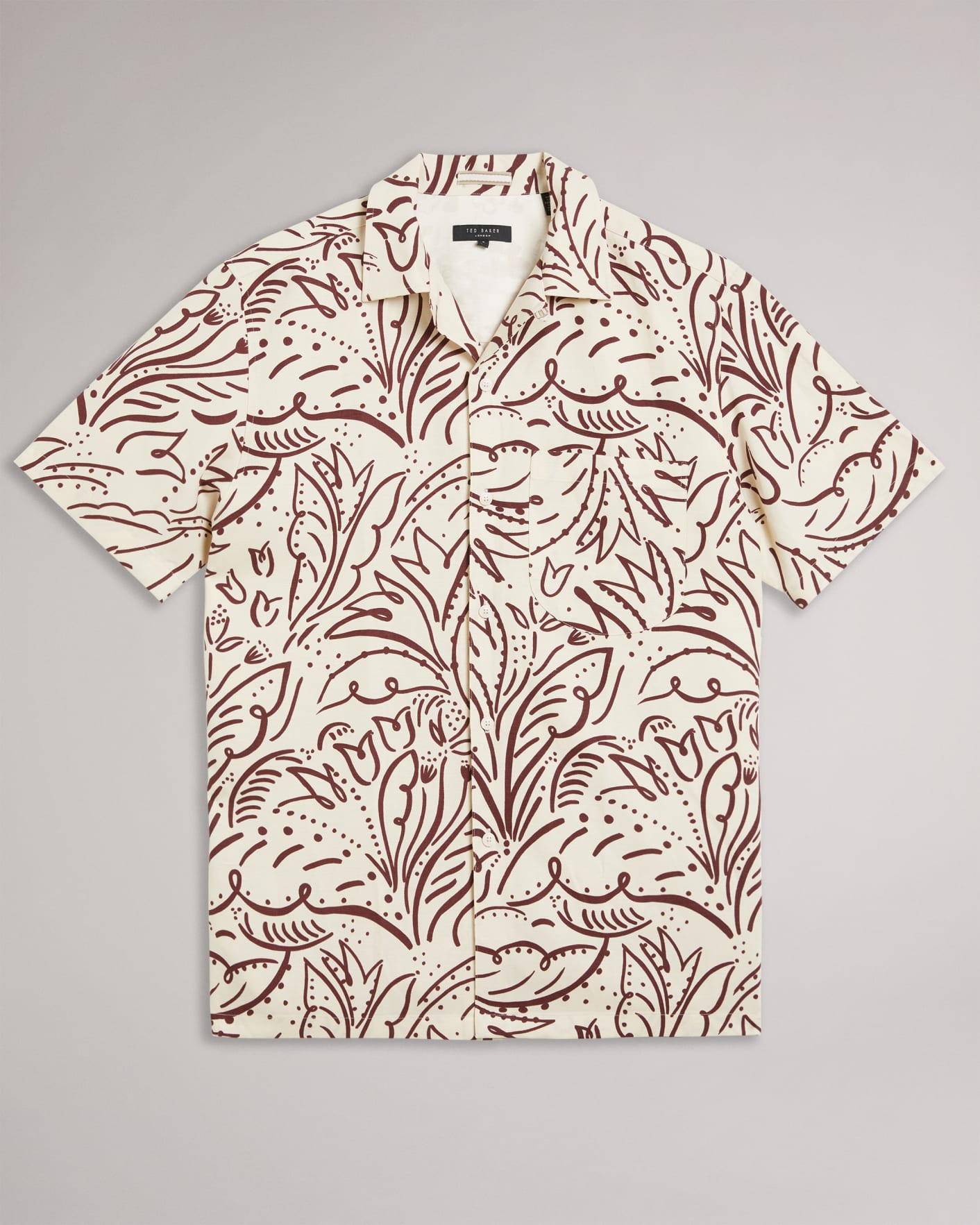 Stone Short Sleeve Floral Print Shirt Ted Baker