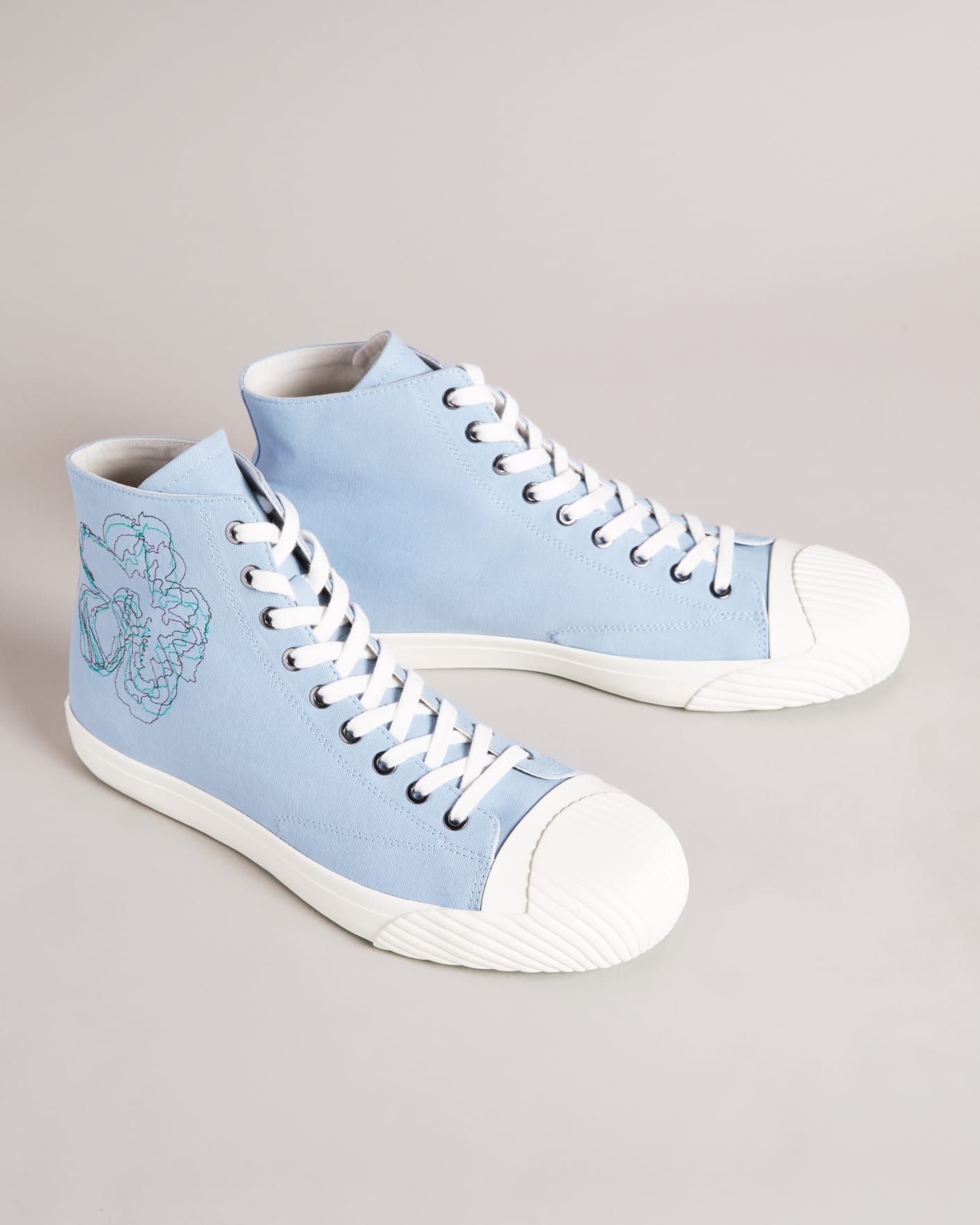 Light Blue Magnolia Embroidered High-Top Sneaker Ted Baker