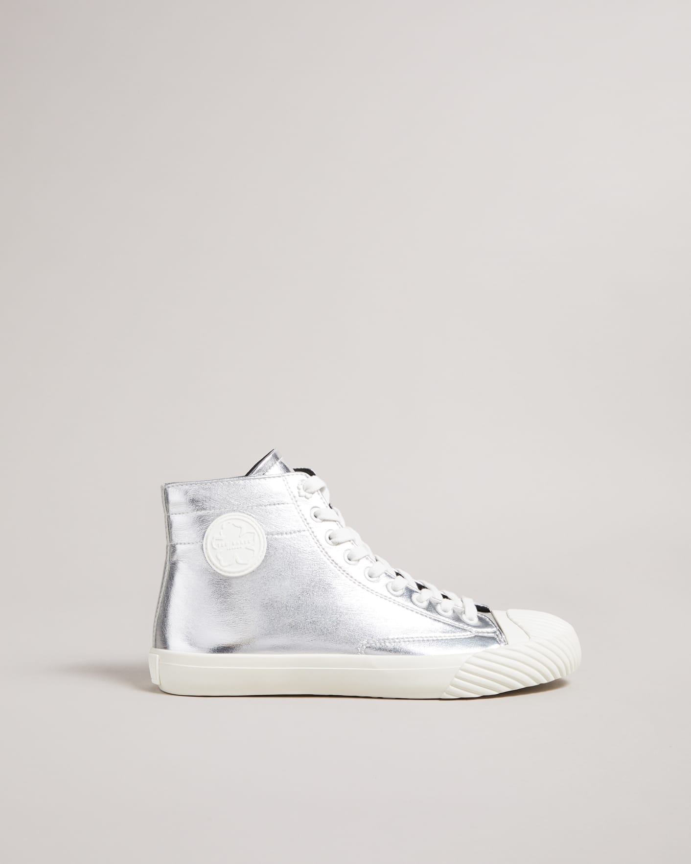 Silver Leather Hi-Top Trainer Ted Baker
