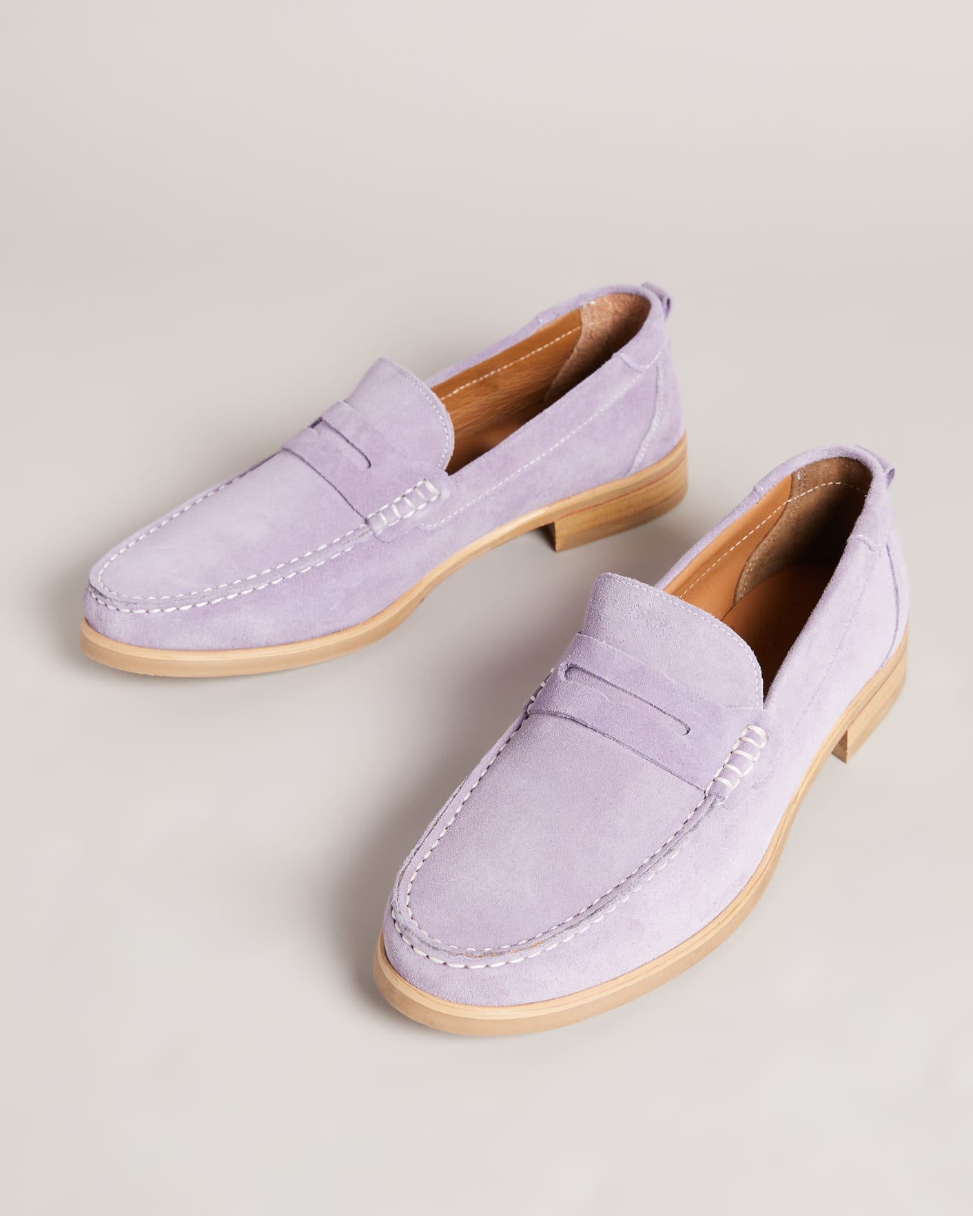Lilac Suede Moccasin Shoes Ted Baker