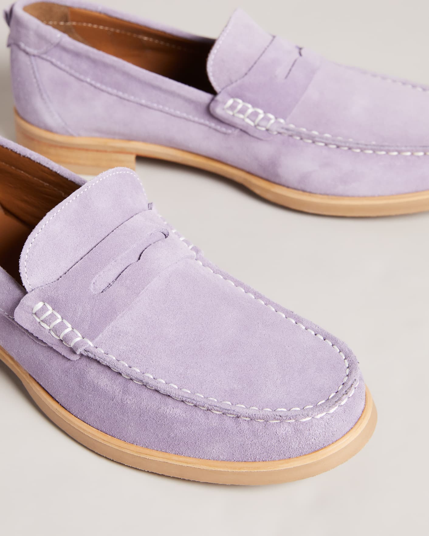 Lilac Suede Moccasin Shoes Ted Baker