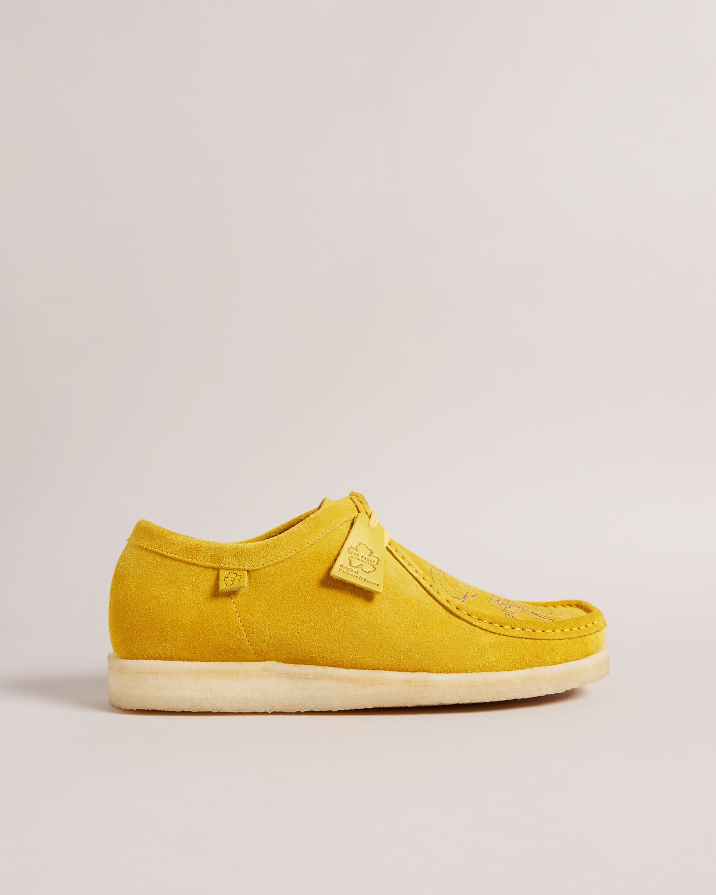 Yellow Magnolia Embroidered Suede Shoes Ted Baker