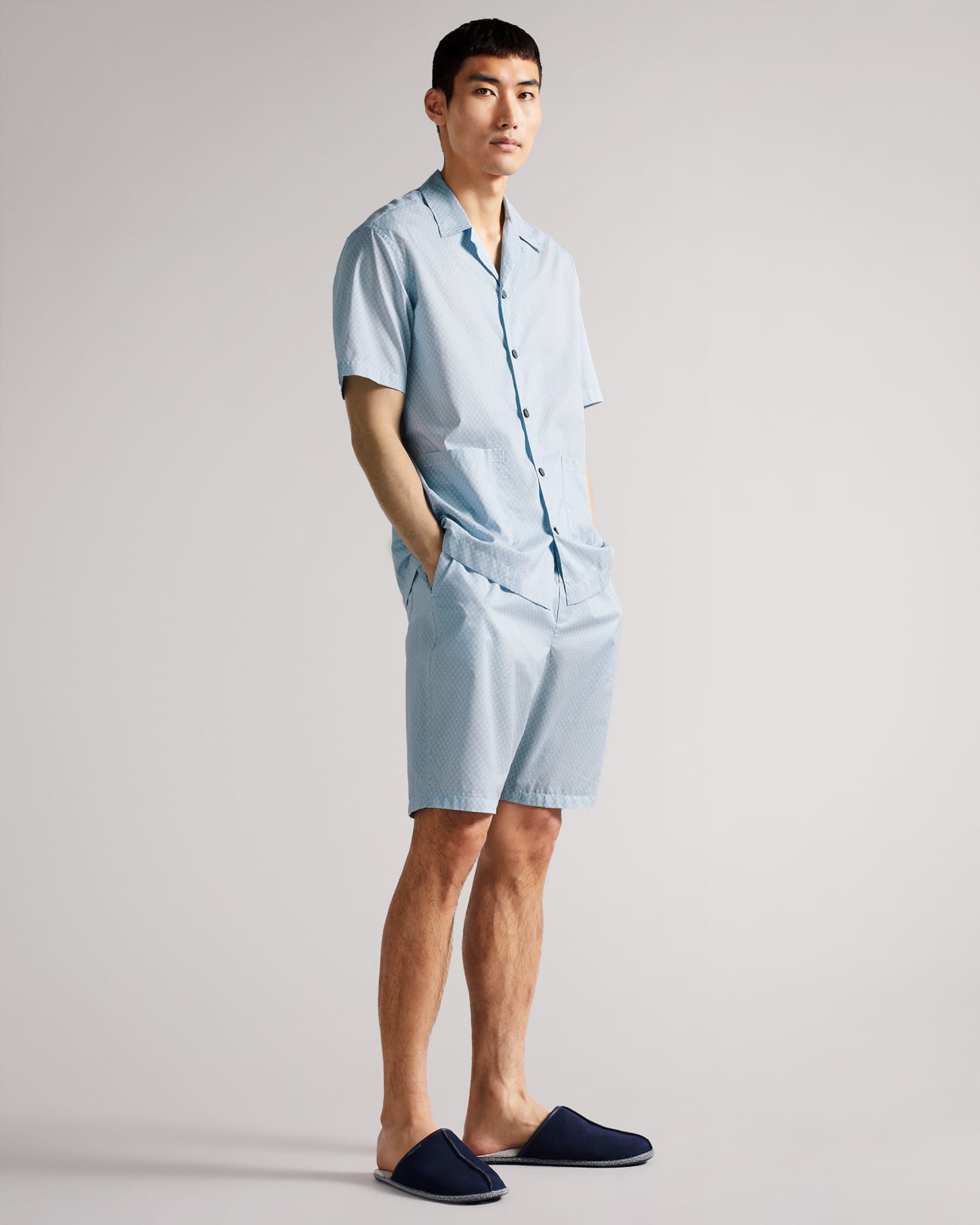Light Blue Printed cotton Pyjama short set Ted Baker
