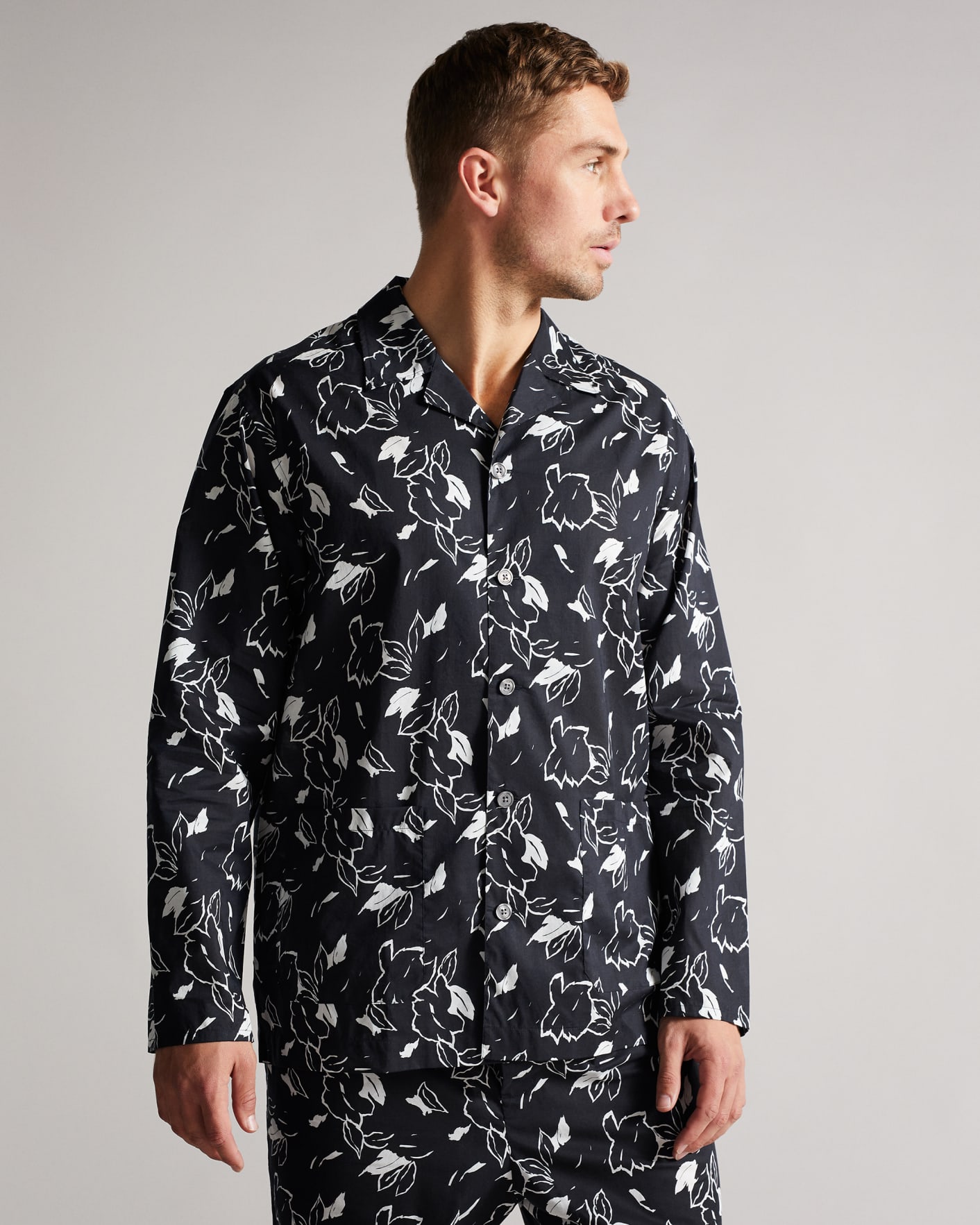 Navy Printed cotton Pyjama Set Ted Baker