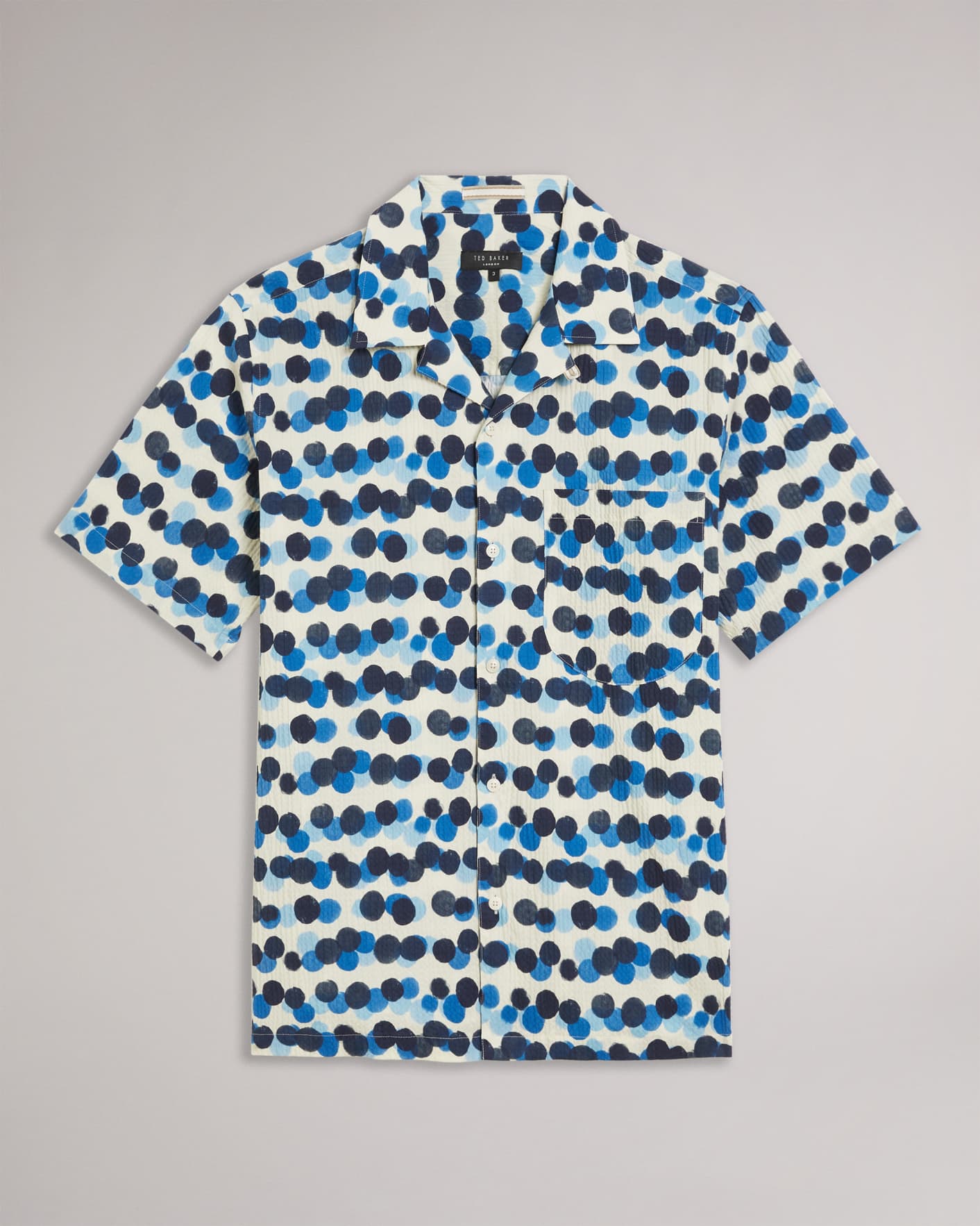 Medium Blue Short Sleeve Spot Print Shirt Ted Baker