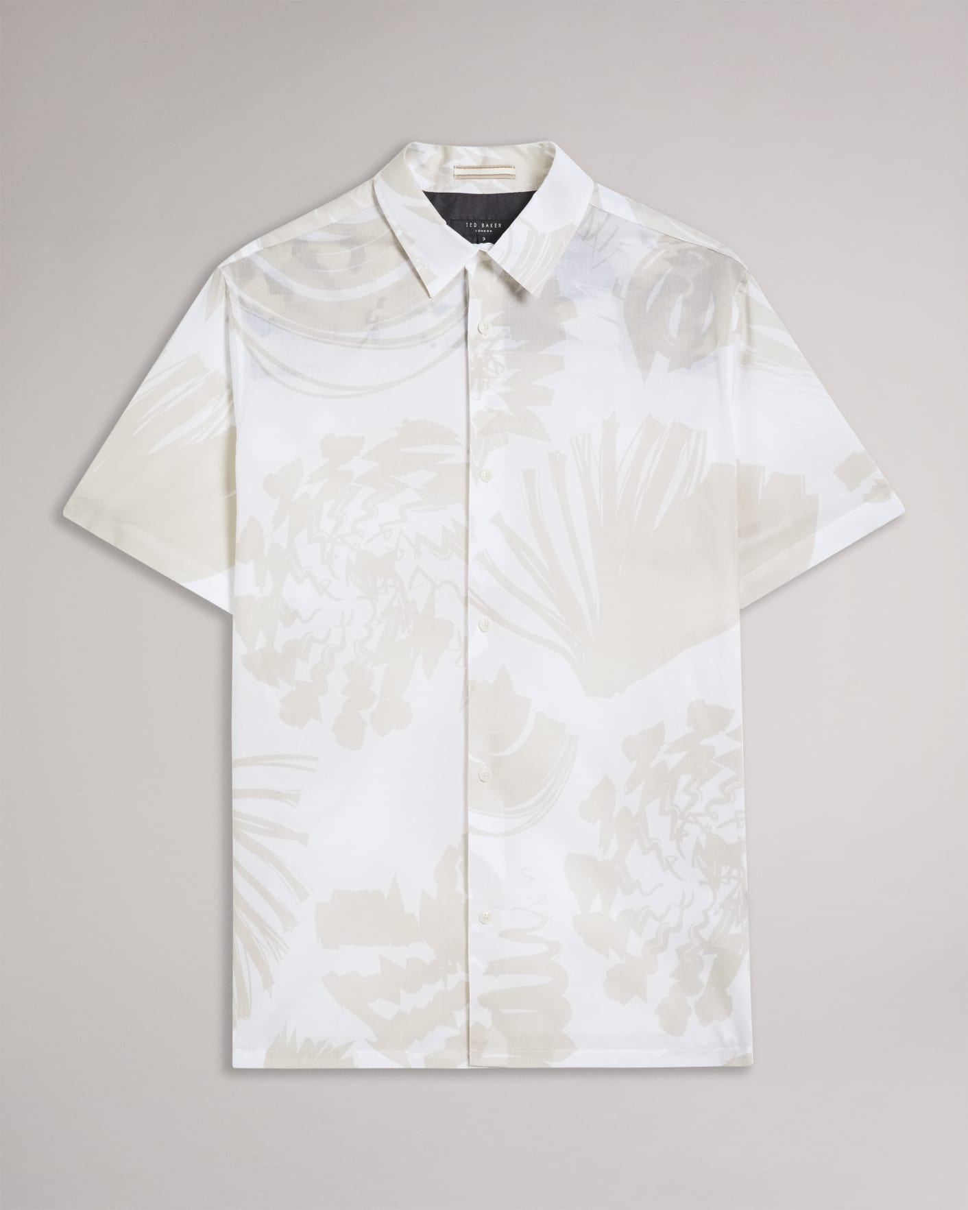 White Short Sleeve Shell Print Shirt Ted Baker