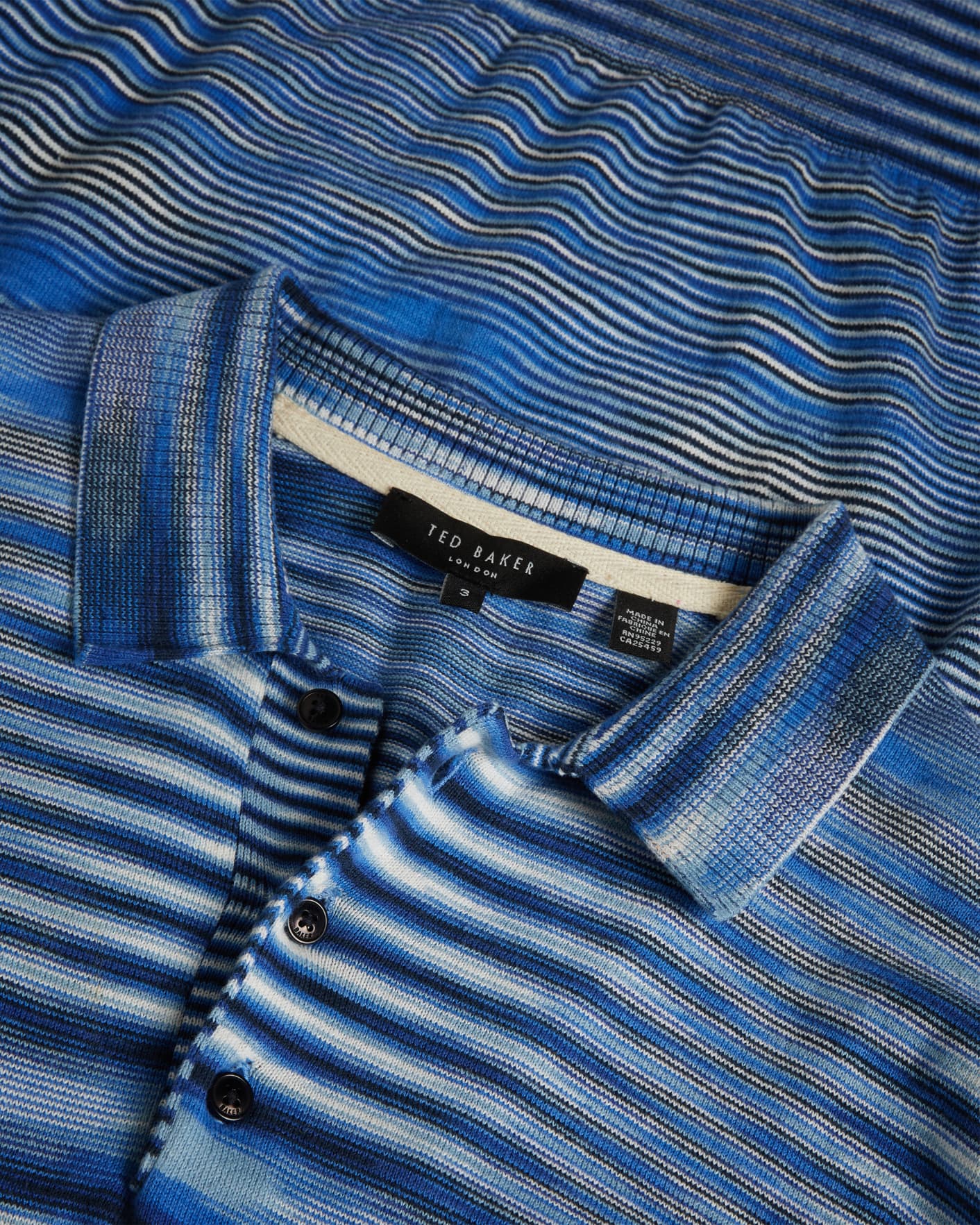 Bright Blue Knitted Polo with Space Dye Stripes Ted Baker
