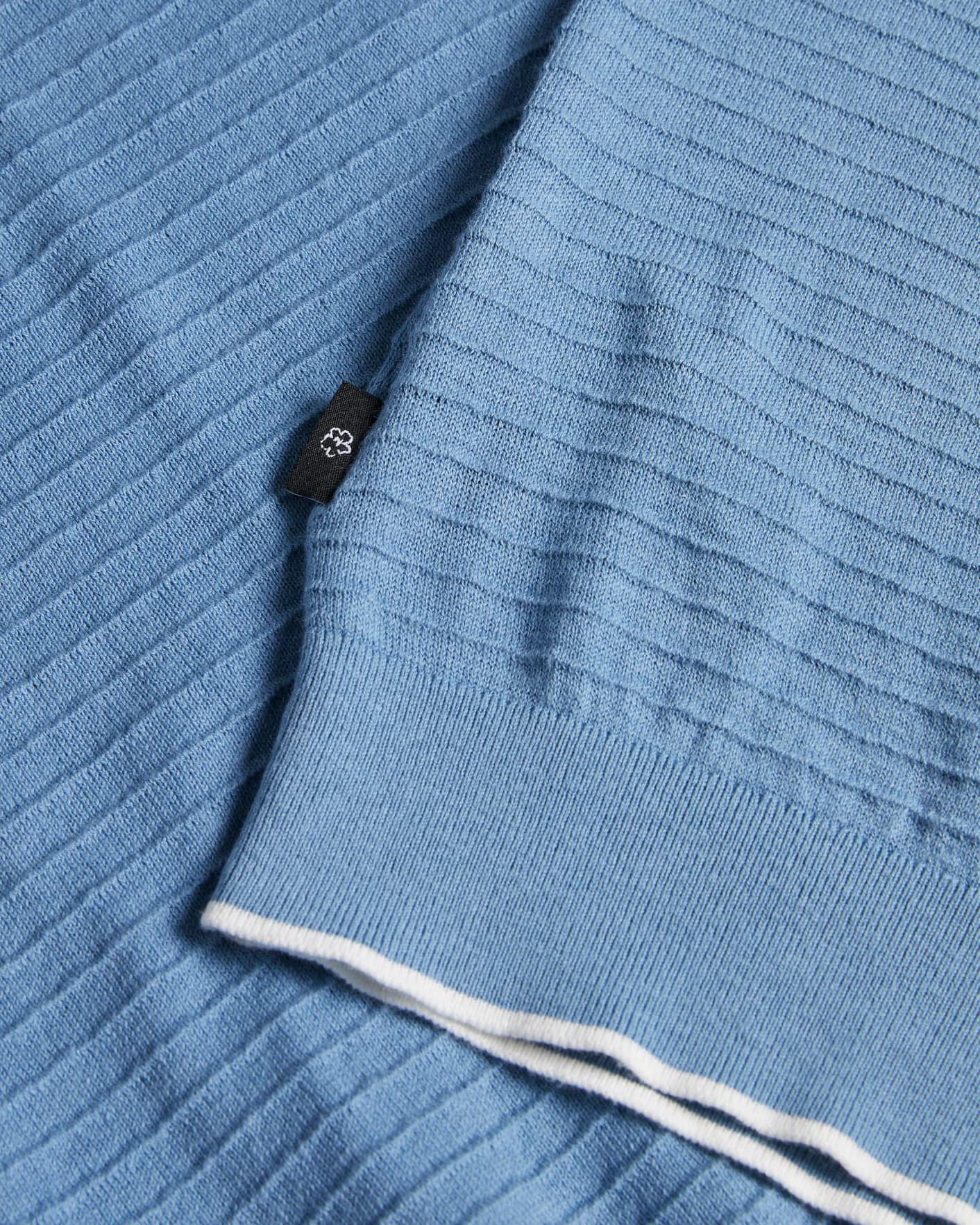 Sky Blue Textured Stripe Knitted Polo Shirt Ted Baker