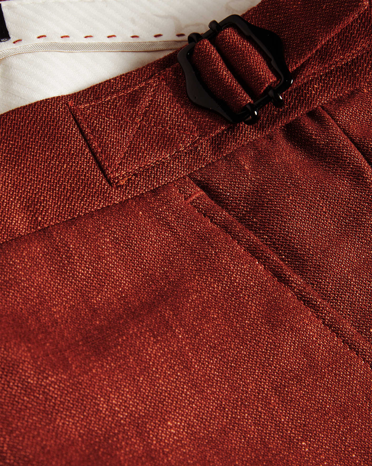 Burnt Red Wool Linen Mix Trousers Ted Baker