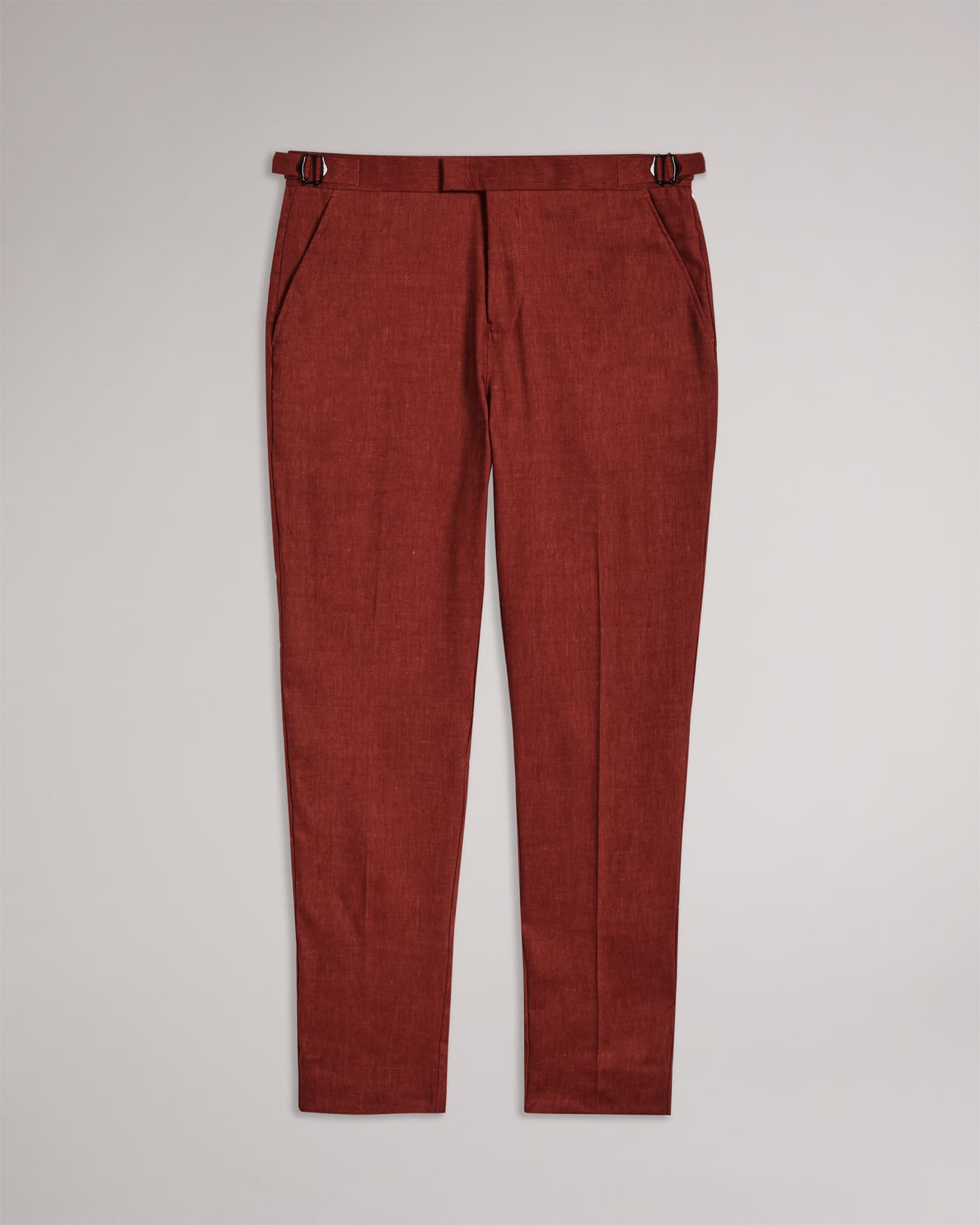 Burnt Red Wool Linen Mix Trousers Ted Baker
