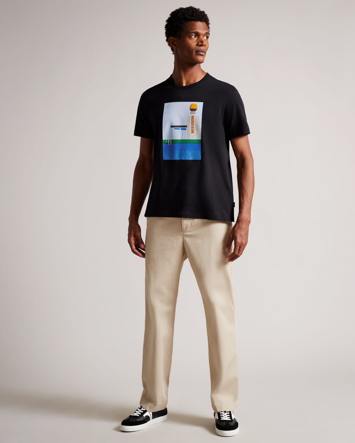 Black Short Sleeve Graphic Regular T-Shirt Ted Baker