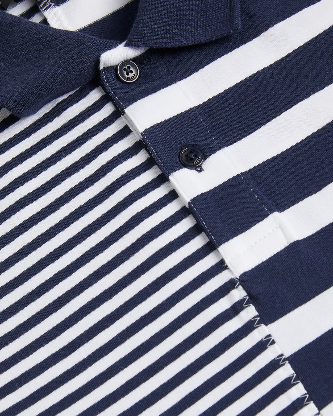 Navy Short Sleeve Striped T Detailed Polo Ted Baker