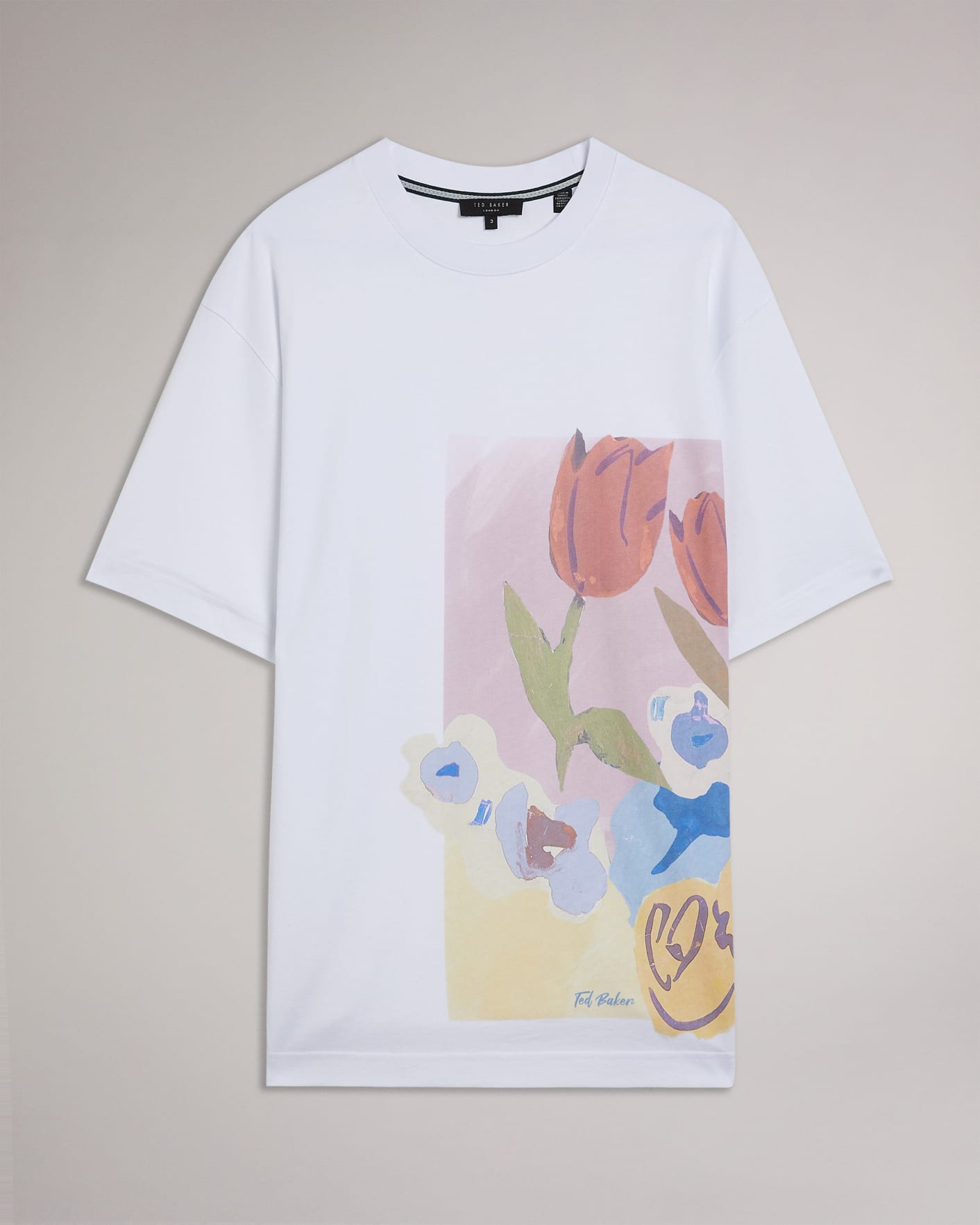 White Printed Graphic Oversized T-Shirt Ted Baker