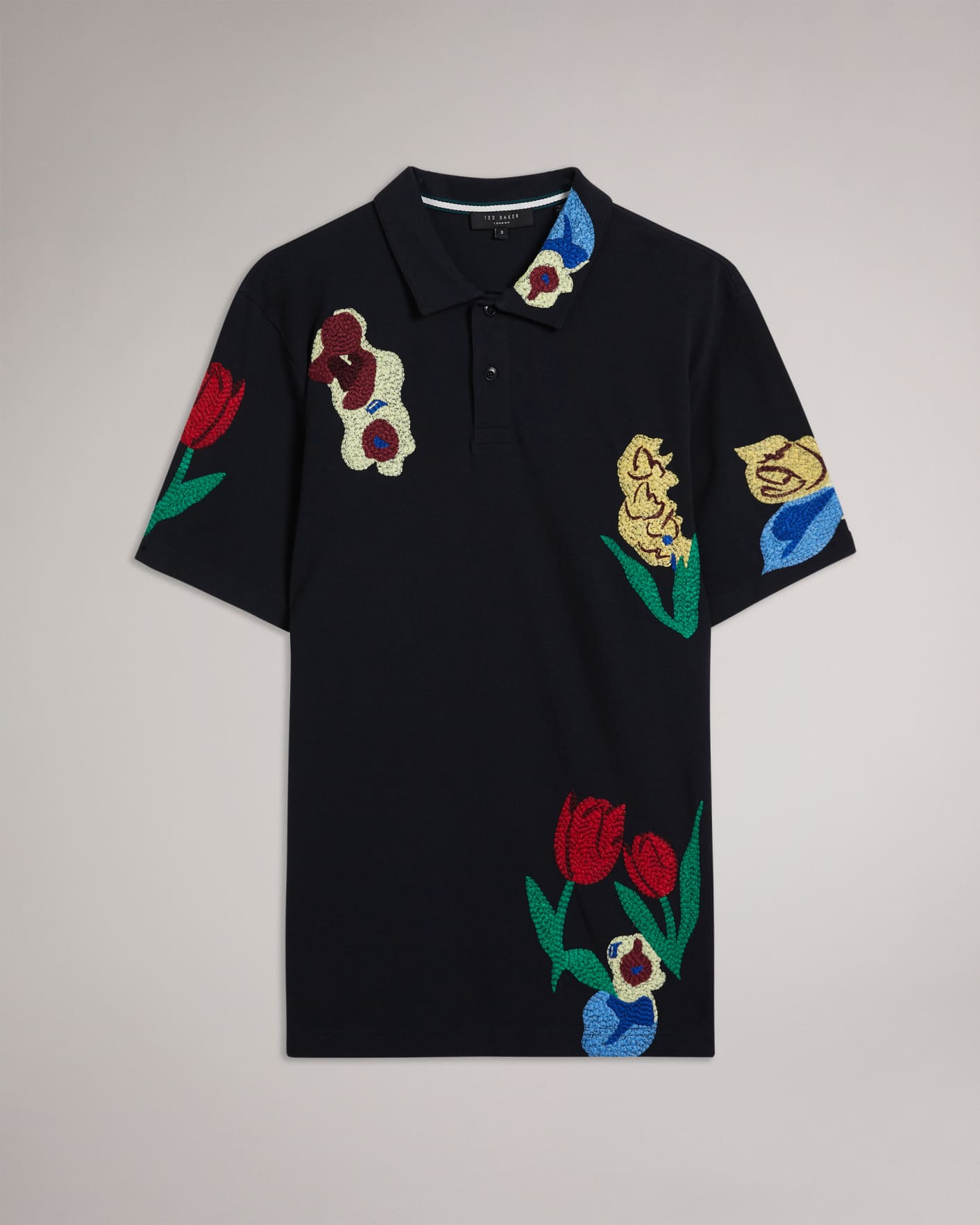Navy Embroidered Oversized Polo Shirt Ted Baker
