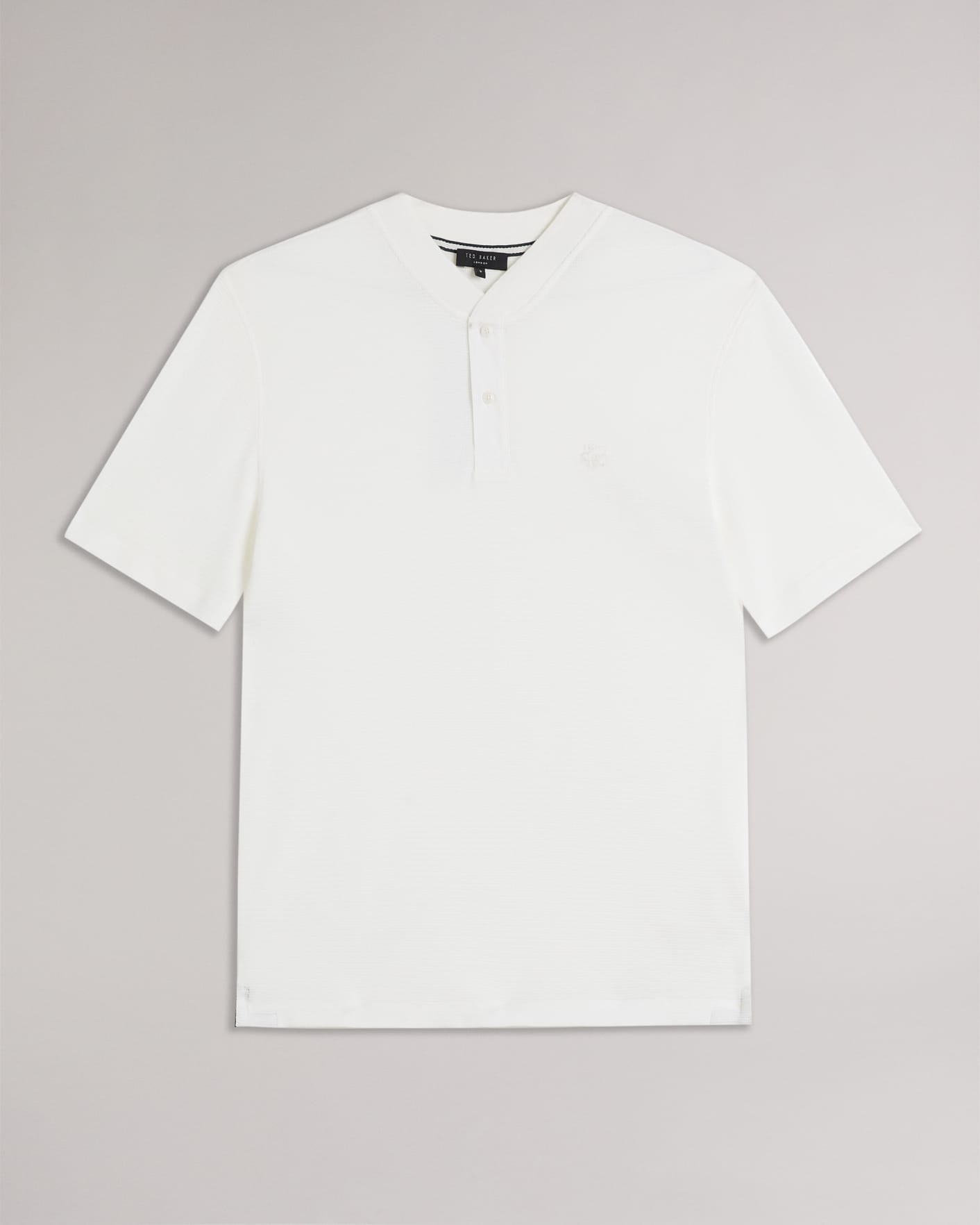 White Textured Baseball Collar Polo Shirt Ted Baker