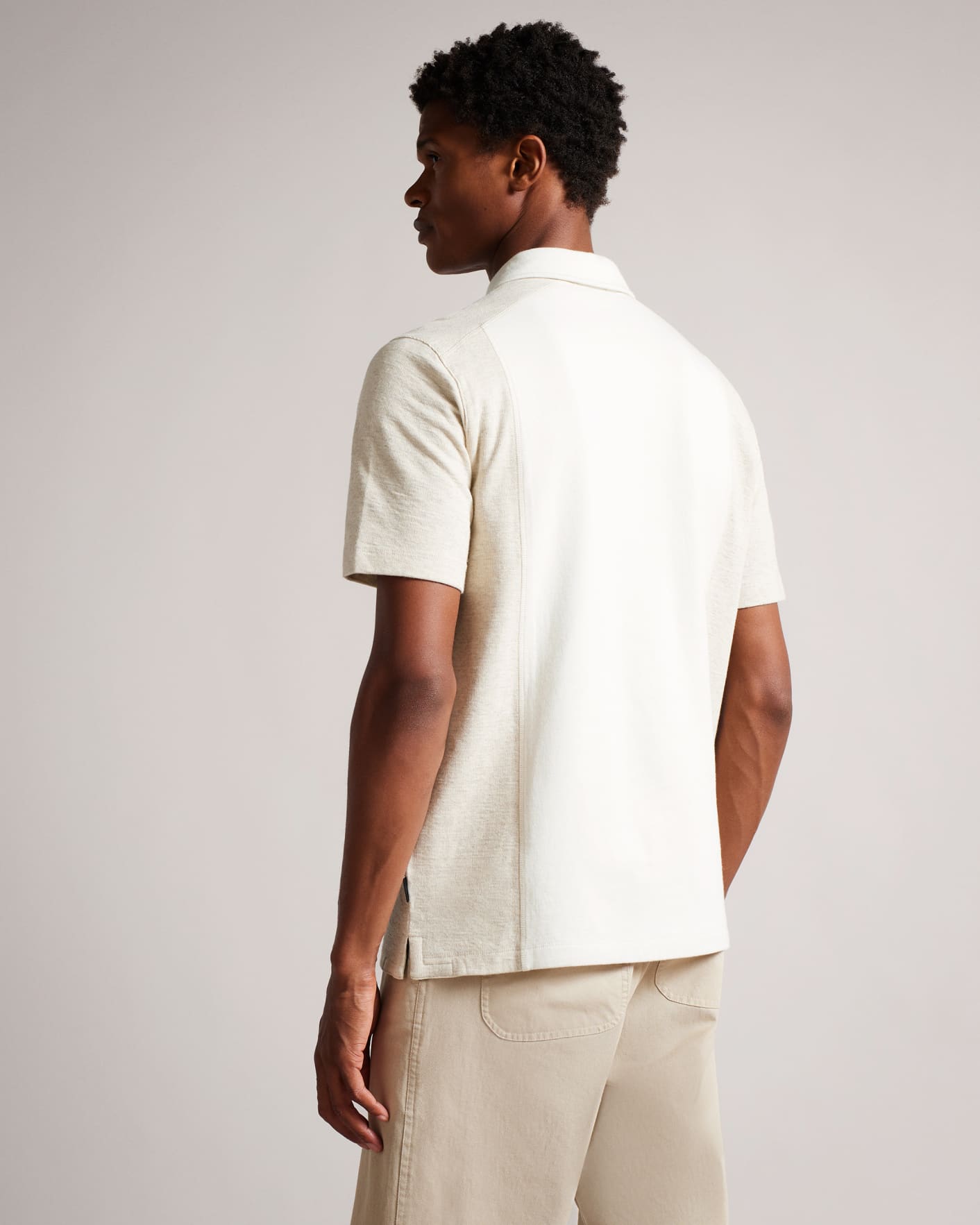 Natural Short Sleeve Textured Polo Shirt Ted Baker