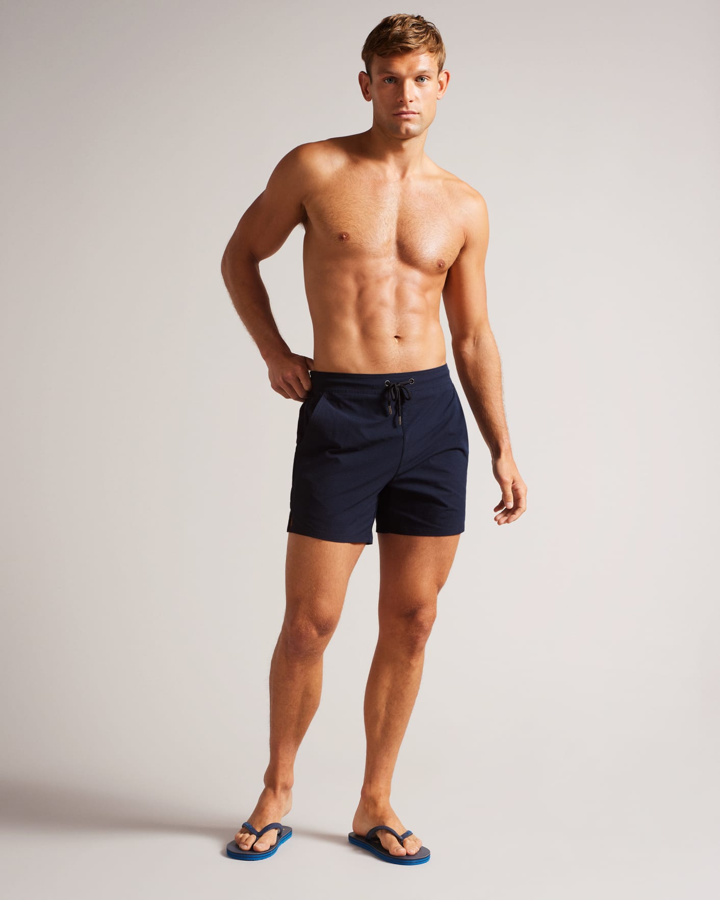 Navy Plain Textured Swim Shorts Ted Baker