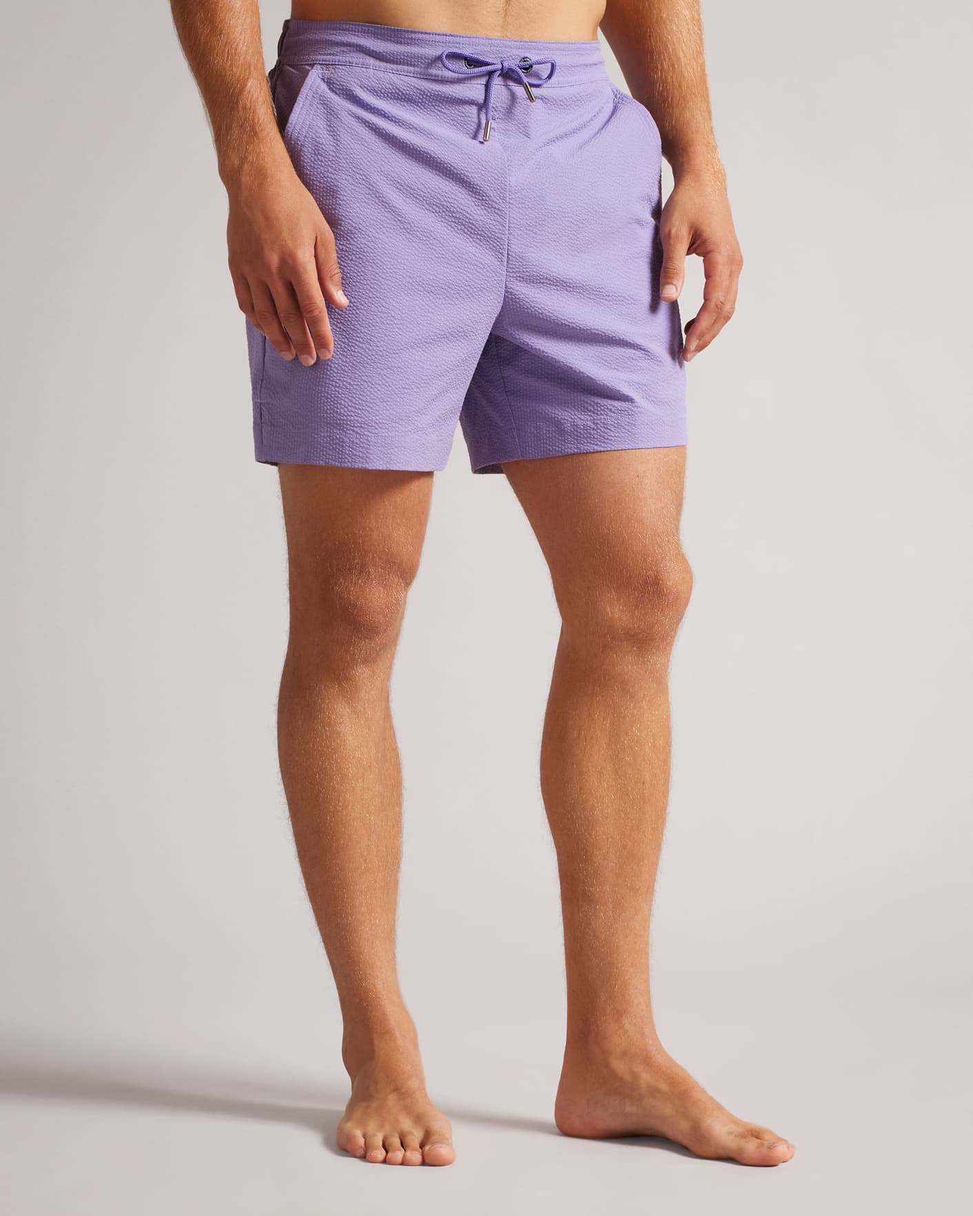 Purple Plain Textured Swim Shorts Ted Baker