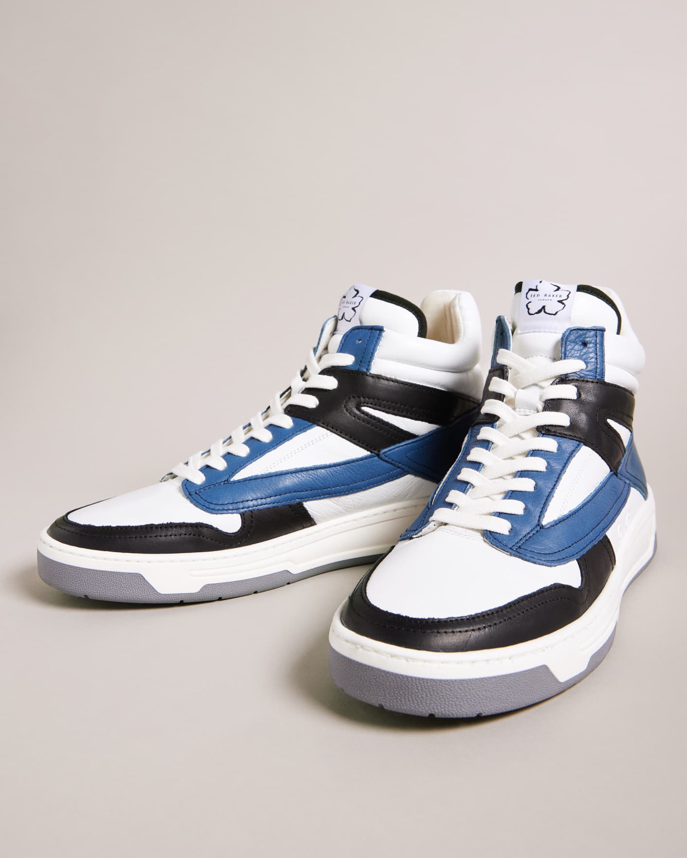 Medium Blue Leather High Top Skate Trainers Ted Baker